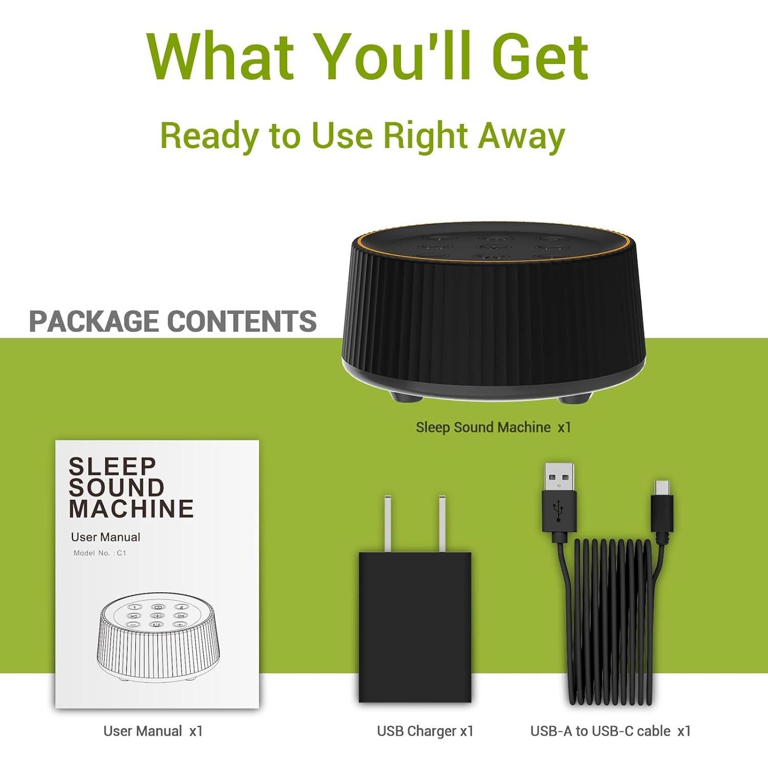 Máquina de Sonido Blanco BGOVERSS con 26 Sonidos y Luz Nocturna