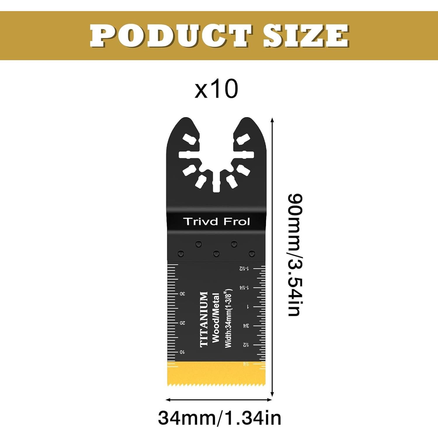 Kit de 10 Cuchillas Oscilantes Titanio TrivdPro para Metal y Madera