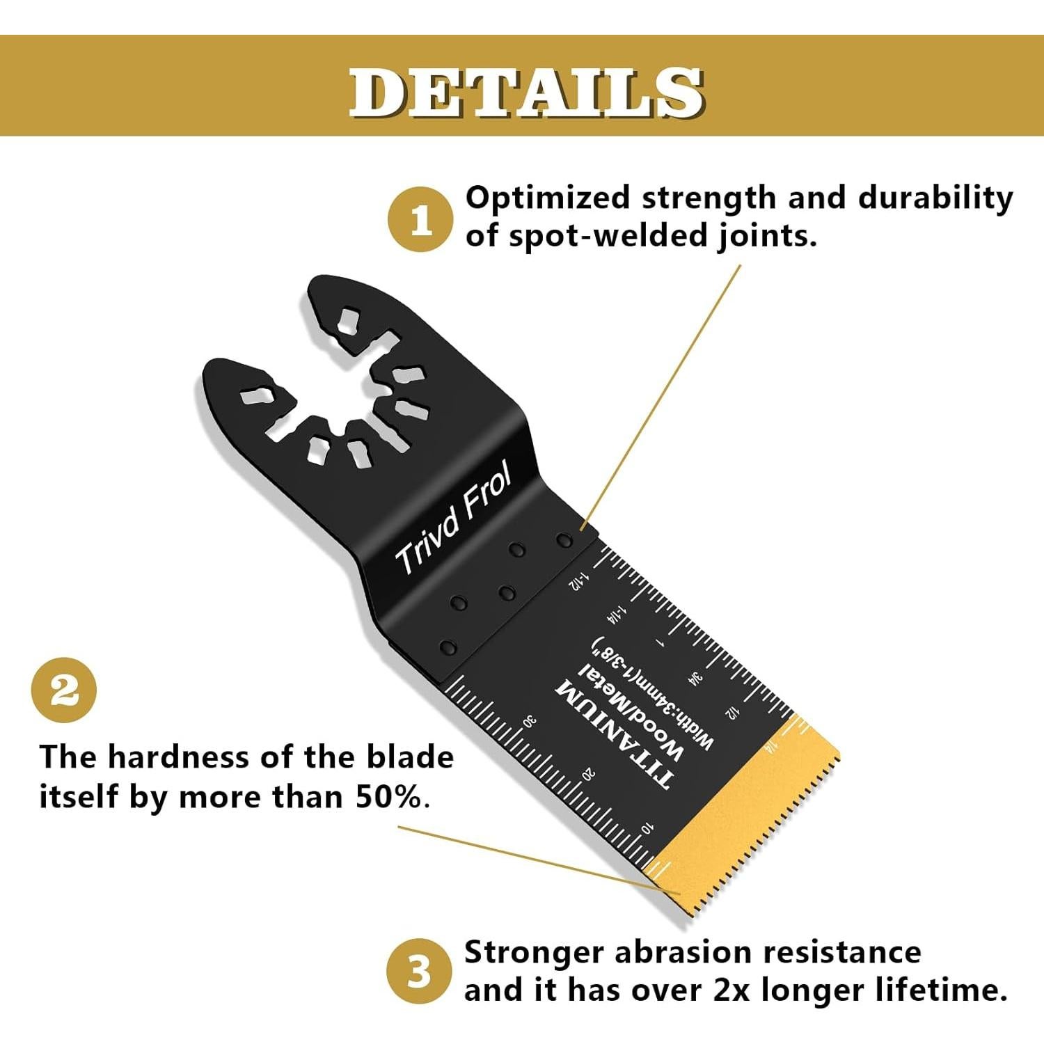Kit de 10 Cuchillas Oscilantes Titanio TrivdPro para Metal y Madera