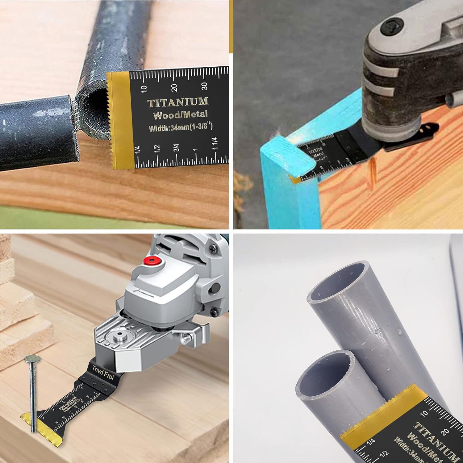 Kit de 10 Cuchillas Oscilantes Titanio TrivdPro para Metal y Madera