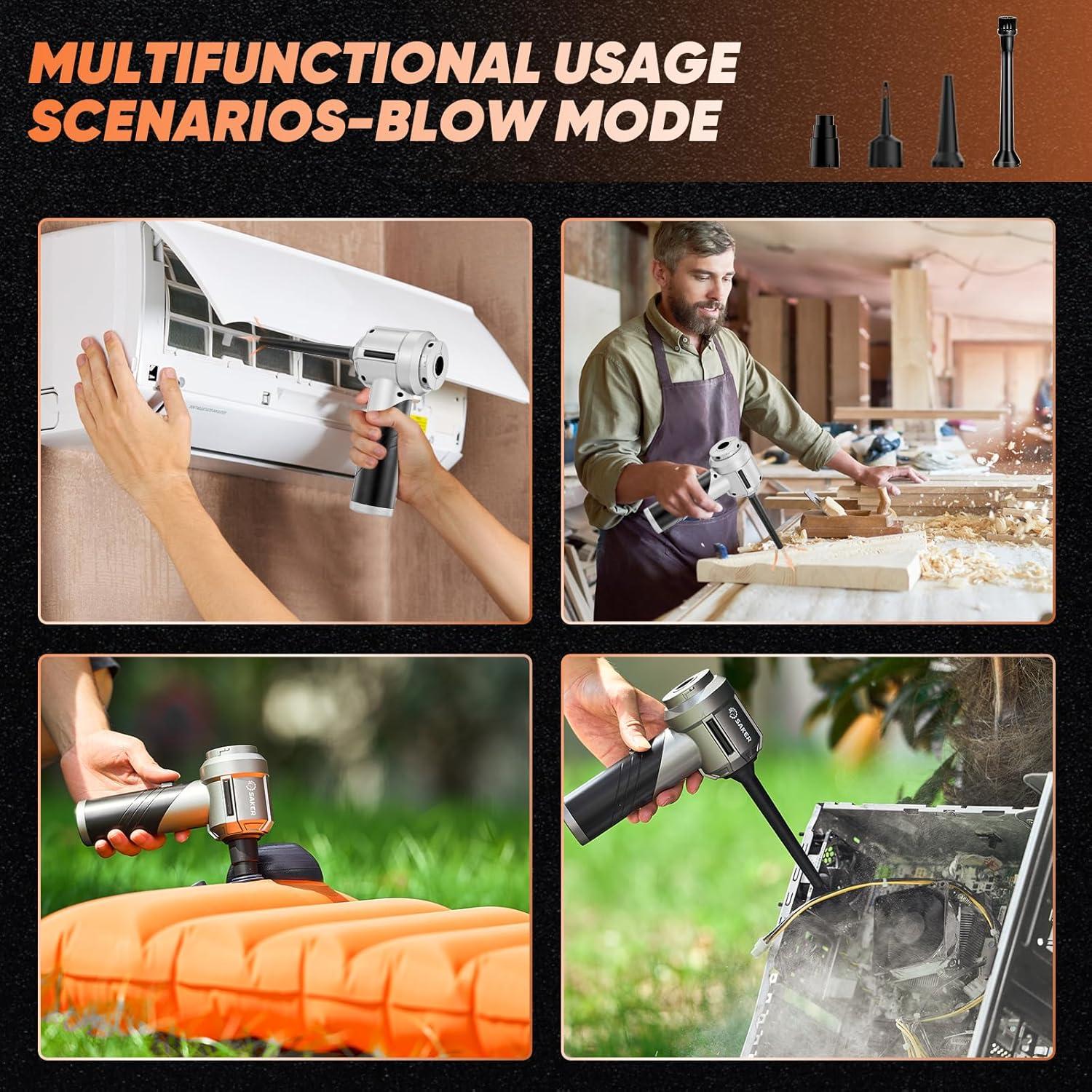 Aspiradora Portátil Saker HL133 Inalámbrica 17000PA Mini 3-en-1