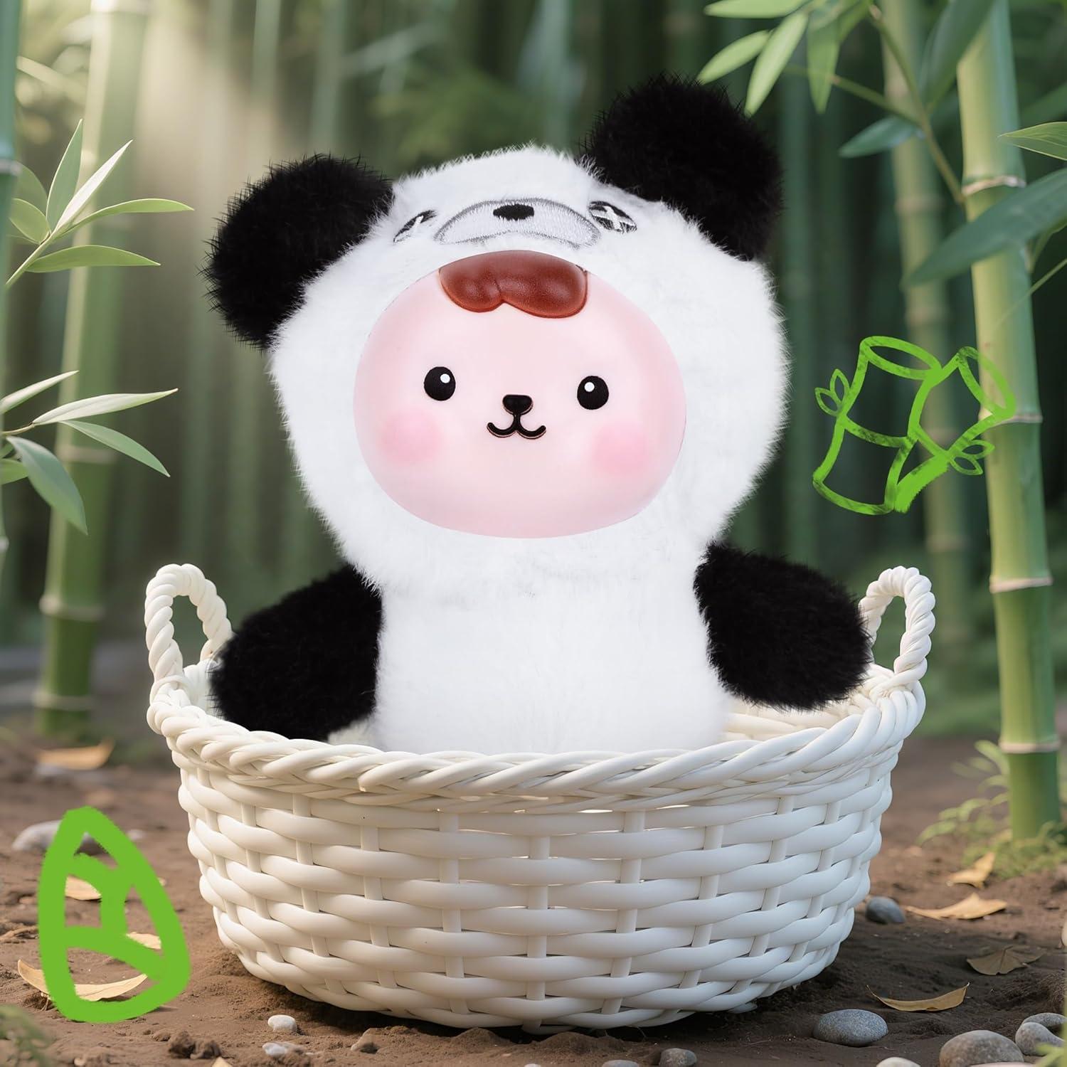 Muñeca de Peluche Kawaii Panda Blanco y Negro 12x7.5x14.5 cm