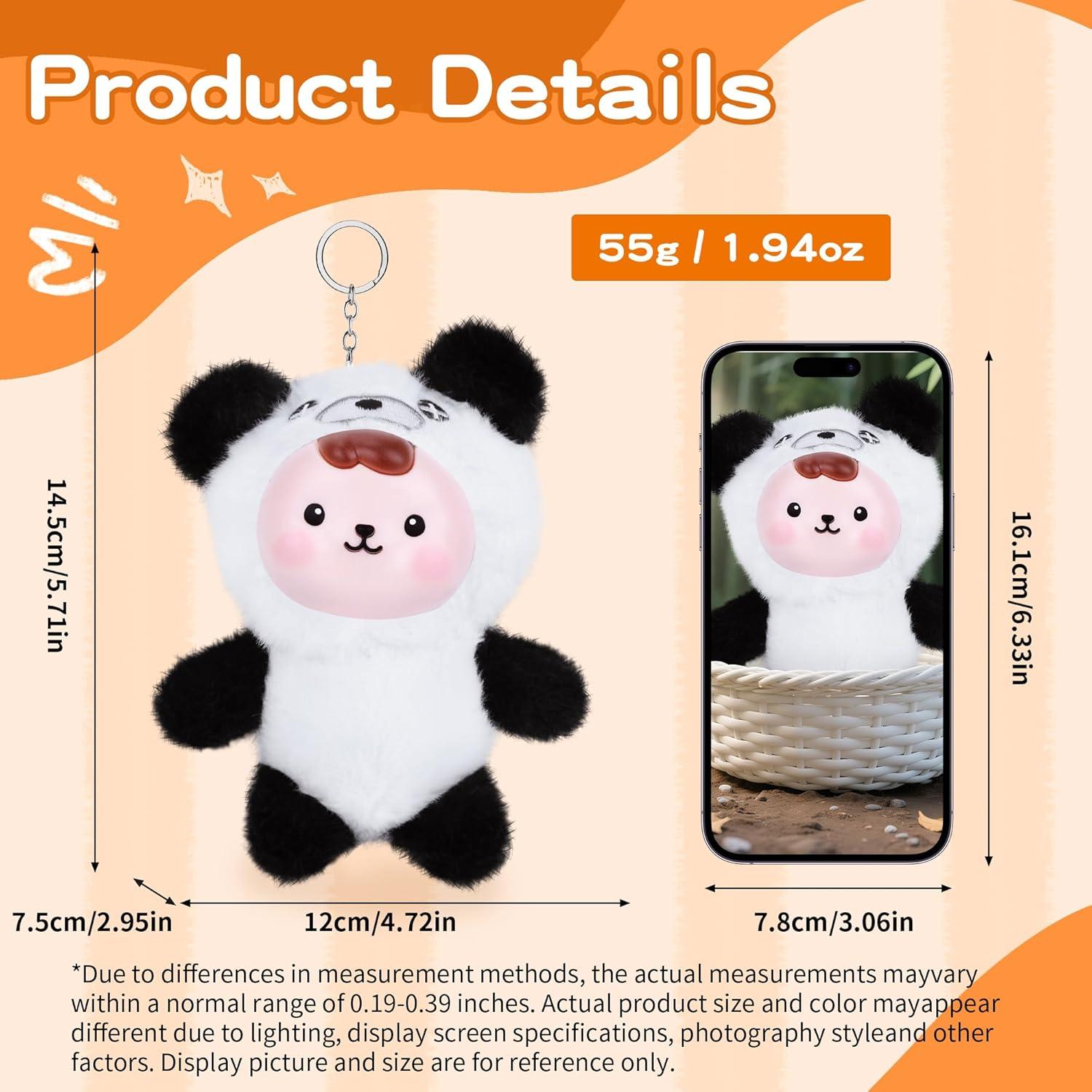 Muñeca de Peluche Kawaii Panda Blanco y Negro 12x7.5x14.5 cm