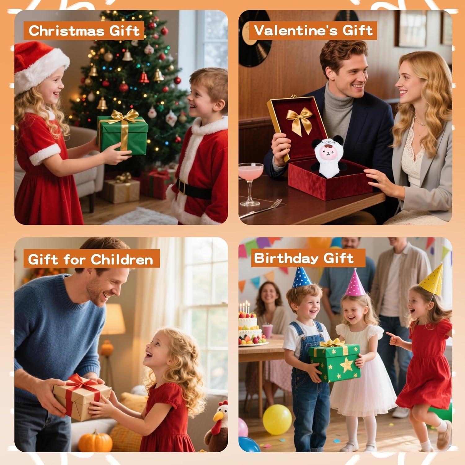 Muñeca de Peluche Kawaii Panda Blanco y Negro 12x7.5x14.5 cm