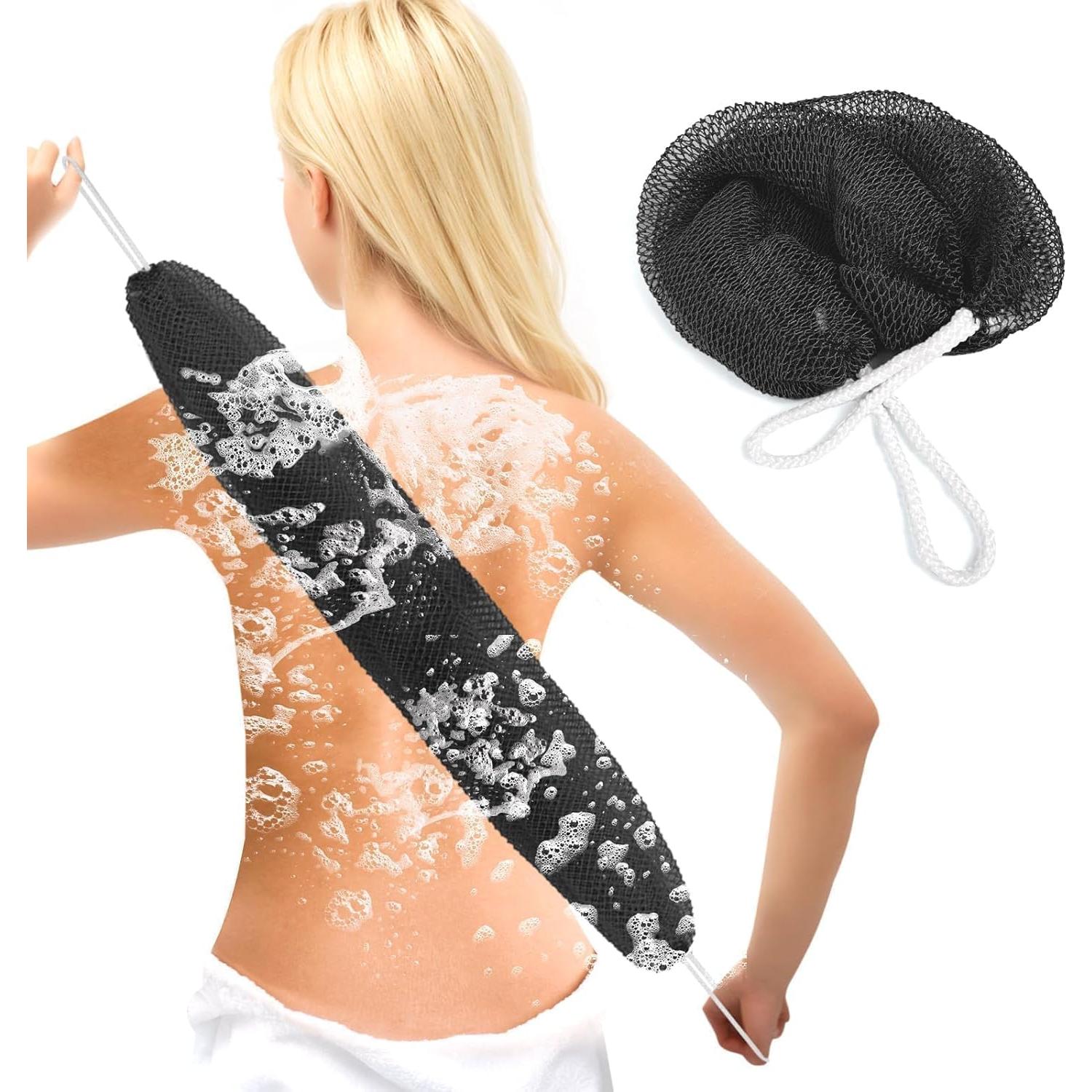 One Pieces, African Net Sponge, Exfoliating Body Scrubber, Clean Nylon Scrub Towel, Wash Cloths for Showering, Colorful, Black