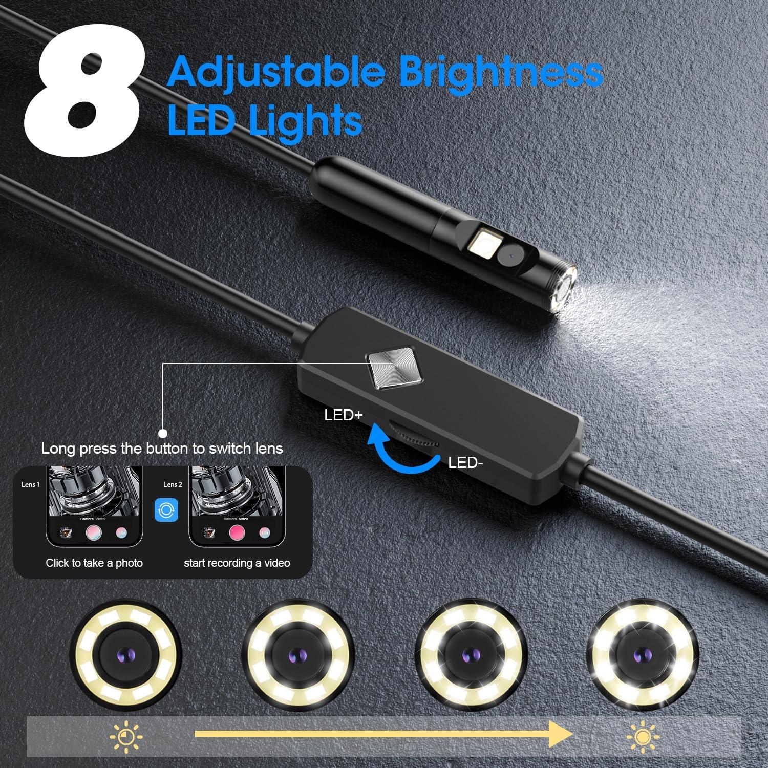 Endoscopio PAPIBLU 1920P HD Doble Lente 5 Metros IP67