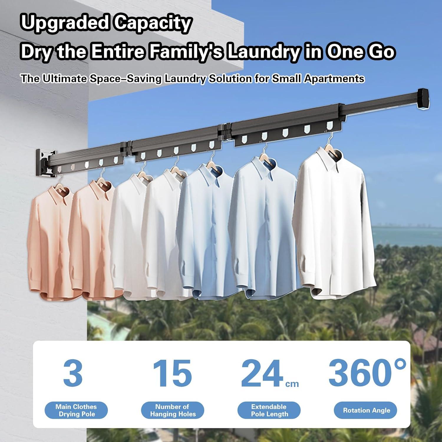 Estante de Secado Montado en la Pared Domigard Gris 3 Niveles