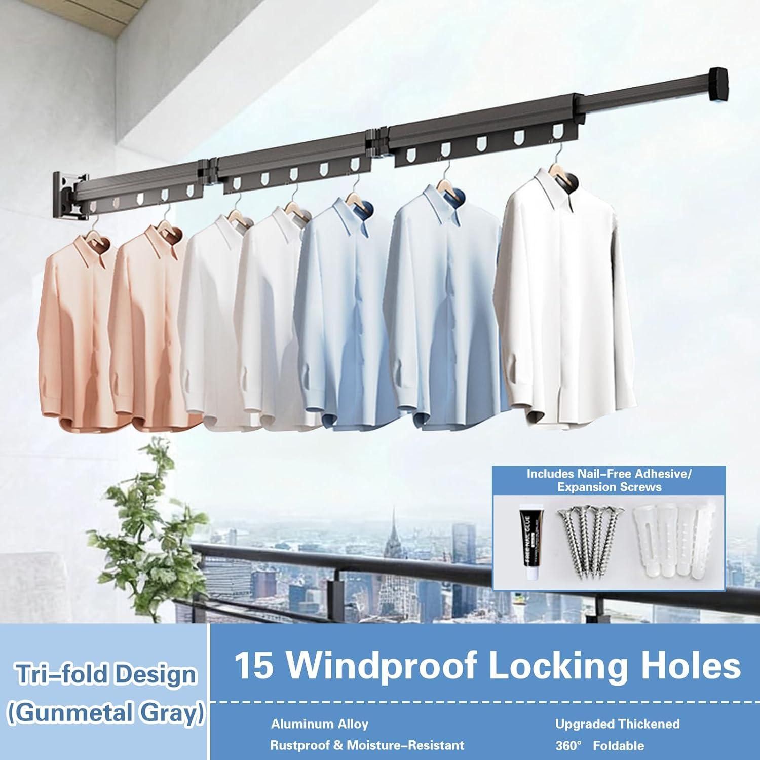 Estante de Secado Montado en la Pared Domigard Gris 3 Niveles