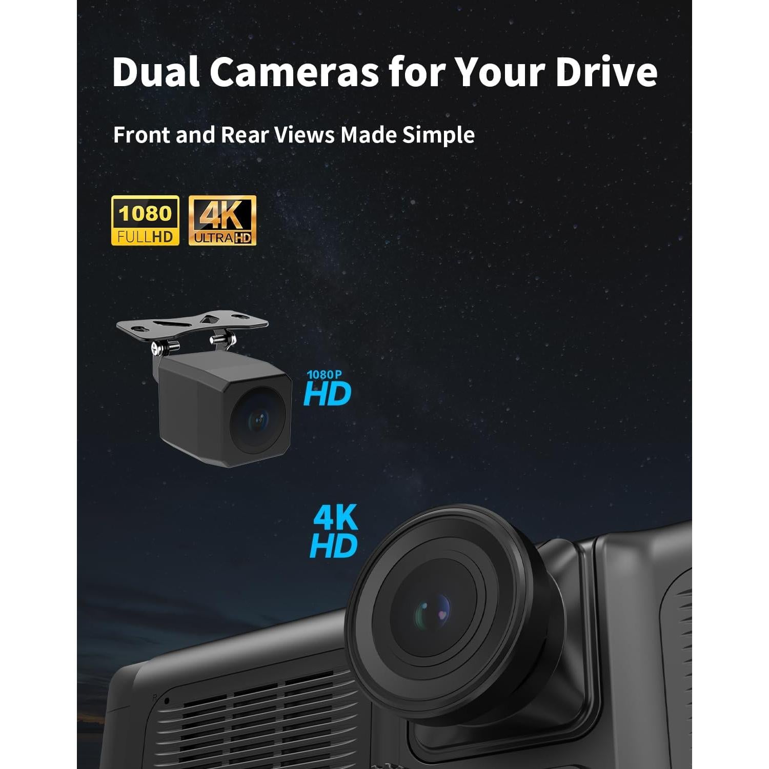 Pantalla Táctil Inalámbrica CarPlay 10.26" ZUCWO con Cámara