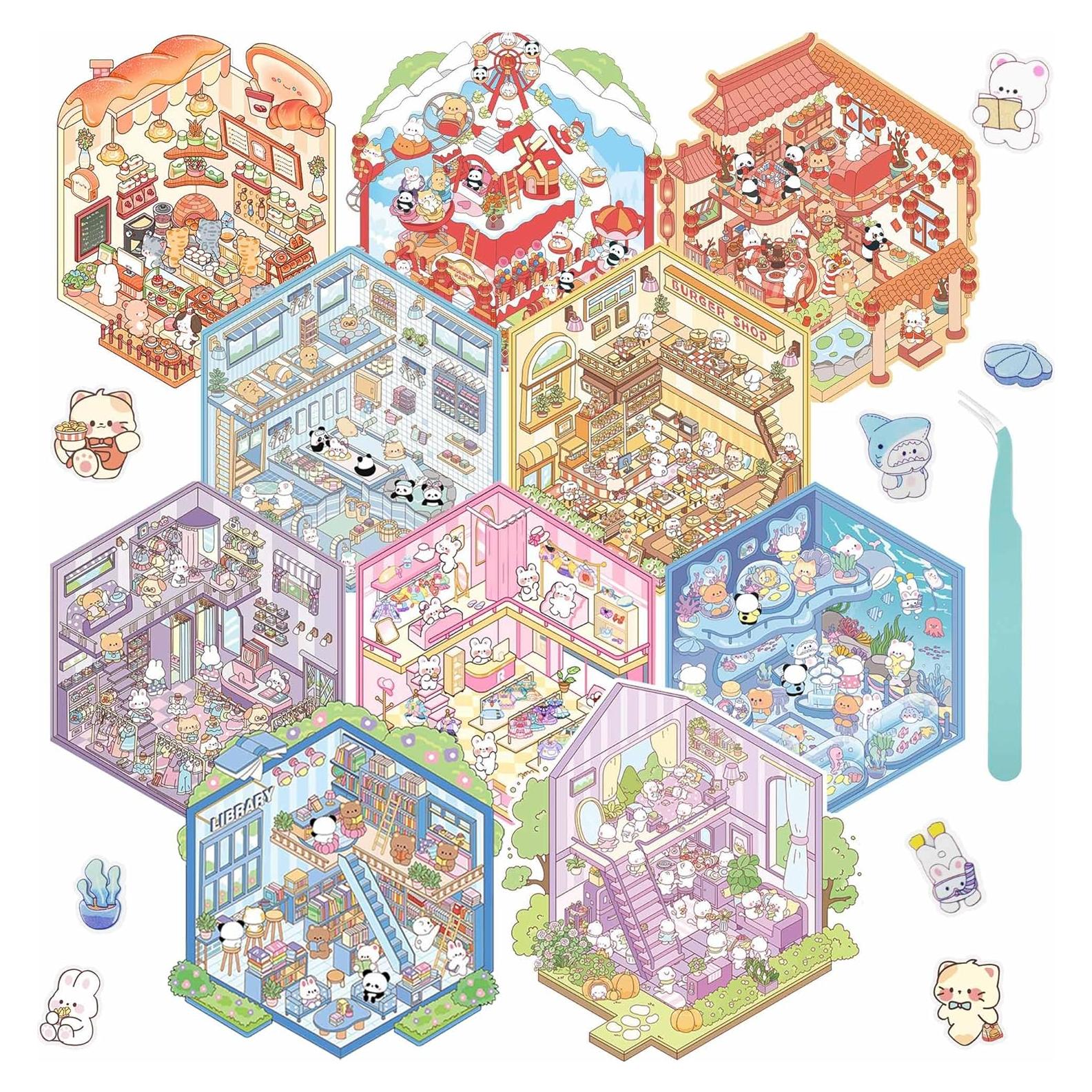 10 Juegos de Pegatinas 3D FUVLIFE para Terapia DIY