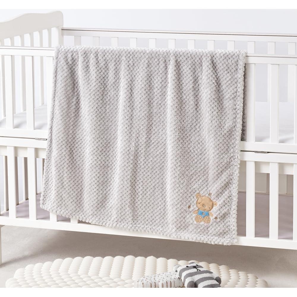 Manta Suave CREVENT 76x102cm Oso Bebé para Cuna y Cochecito