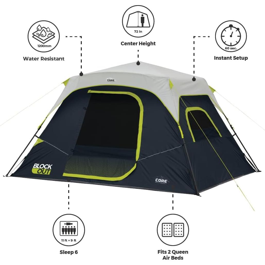Carpa Instantánea CORE Blockout 6 Personas con Protección Solar