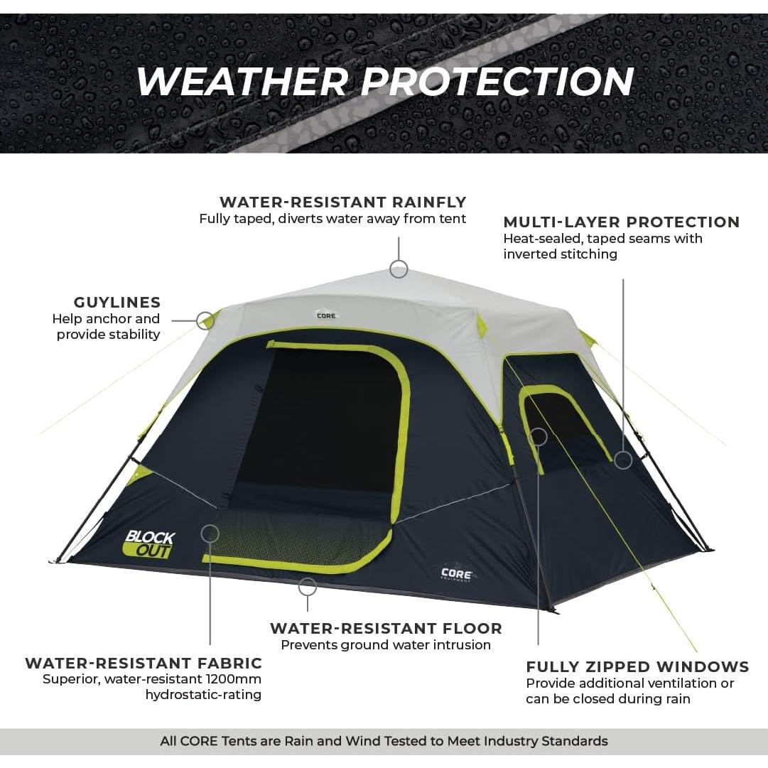 Carpa Instantánea CORE Blockout 6 Personas con Protección Solar