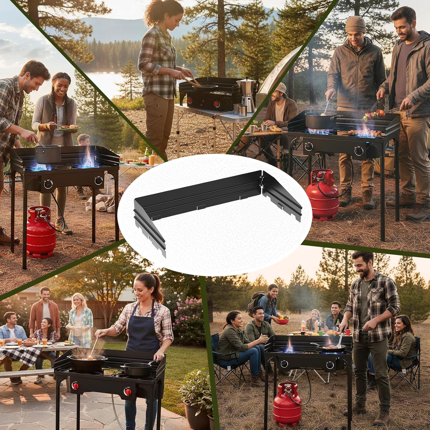 Parabrisas Bestfire 137.7 cm para estufas de camping 2 quemadores