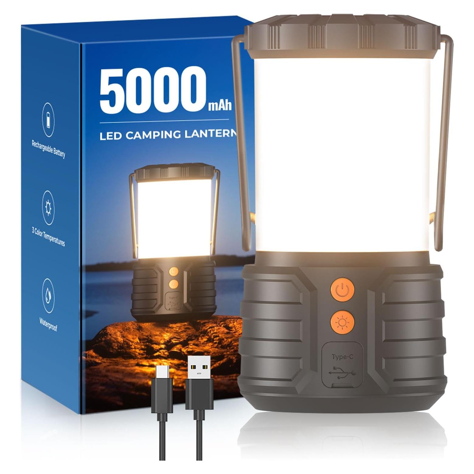 Linterna de Camping PopoIron 5000mAh IPX4 3 Modos 1 Paquete