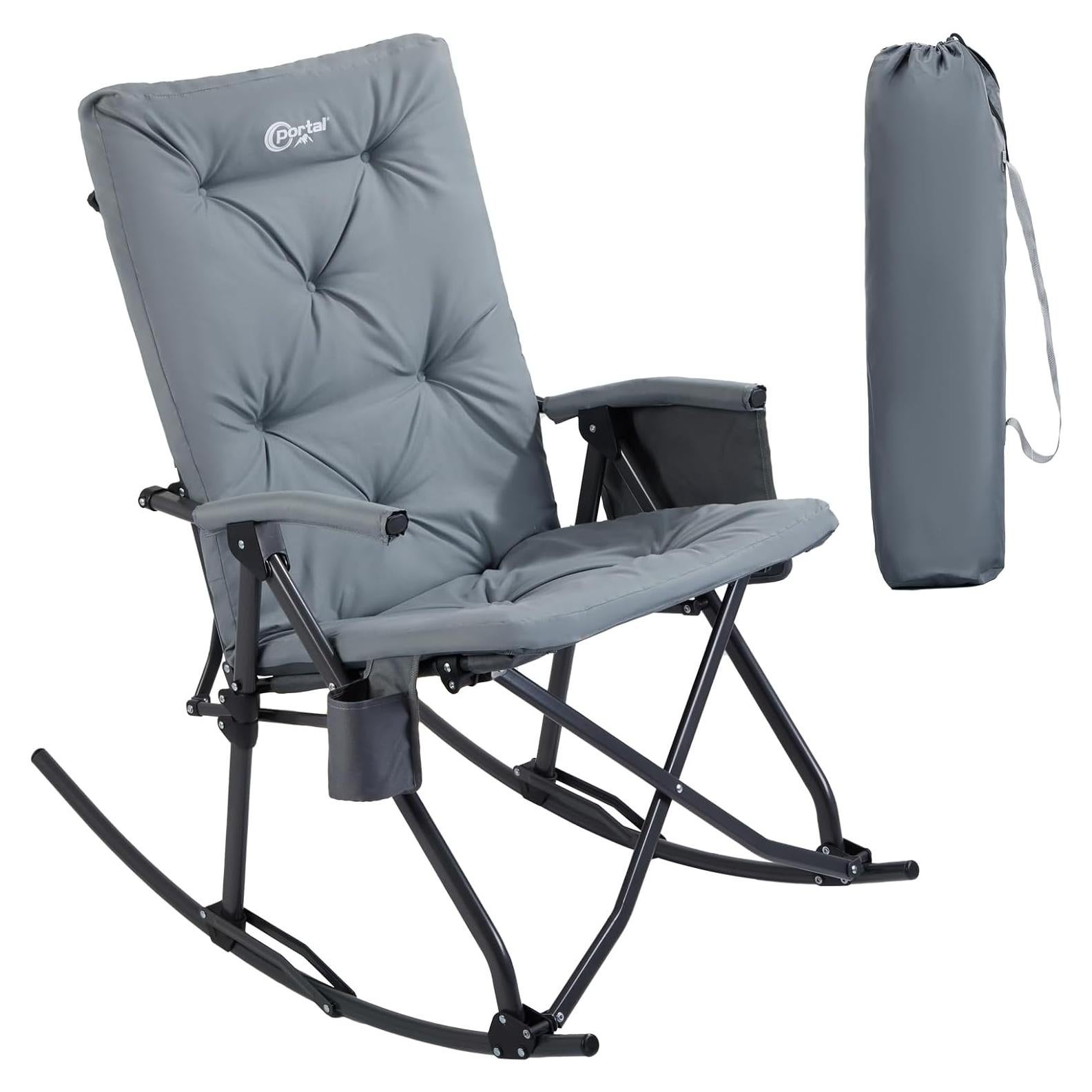 Silla Mecedora Plegable Portal Charles Acolchada Gris 181 kg