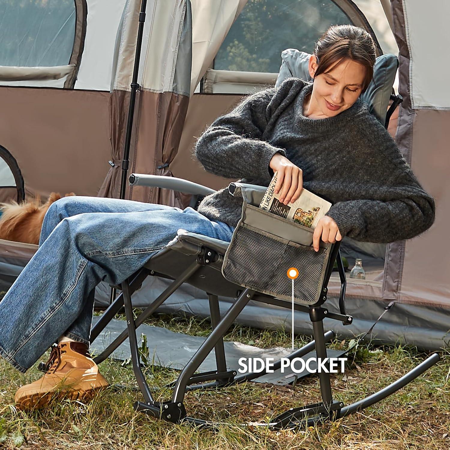 Silla Mecedora Plegable Portal Charles Acolchada Gris 181 kg