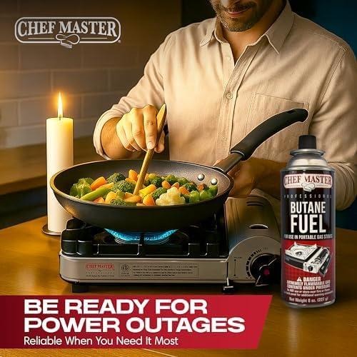 Paquete de 4 Latas de Butano Chef Master 8oz - Combustible para Estufas y Sopletes