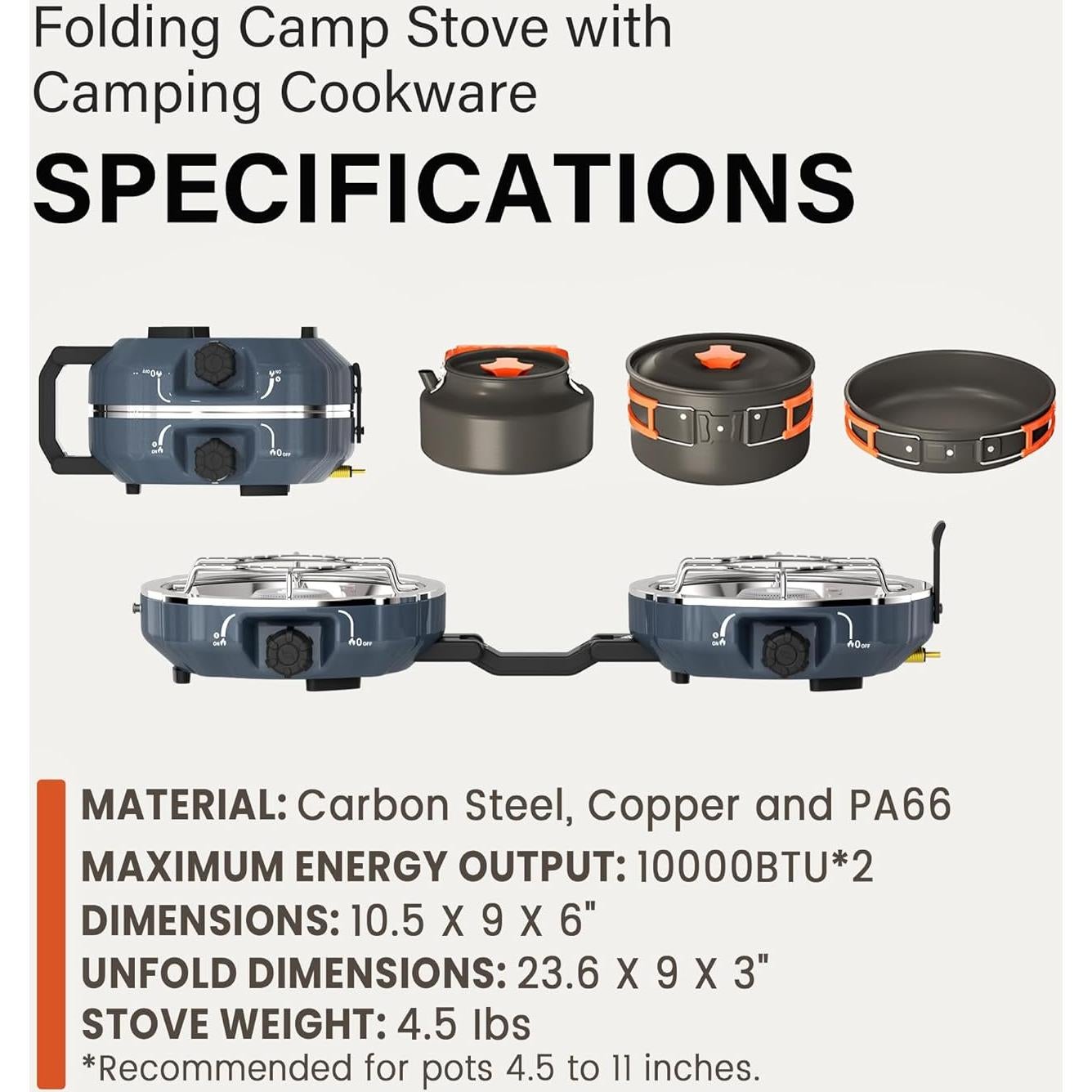 Estufa de Camping Cofiyard 2 Quemadores Propano 20000 BTU