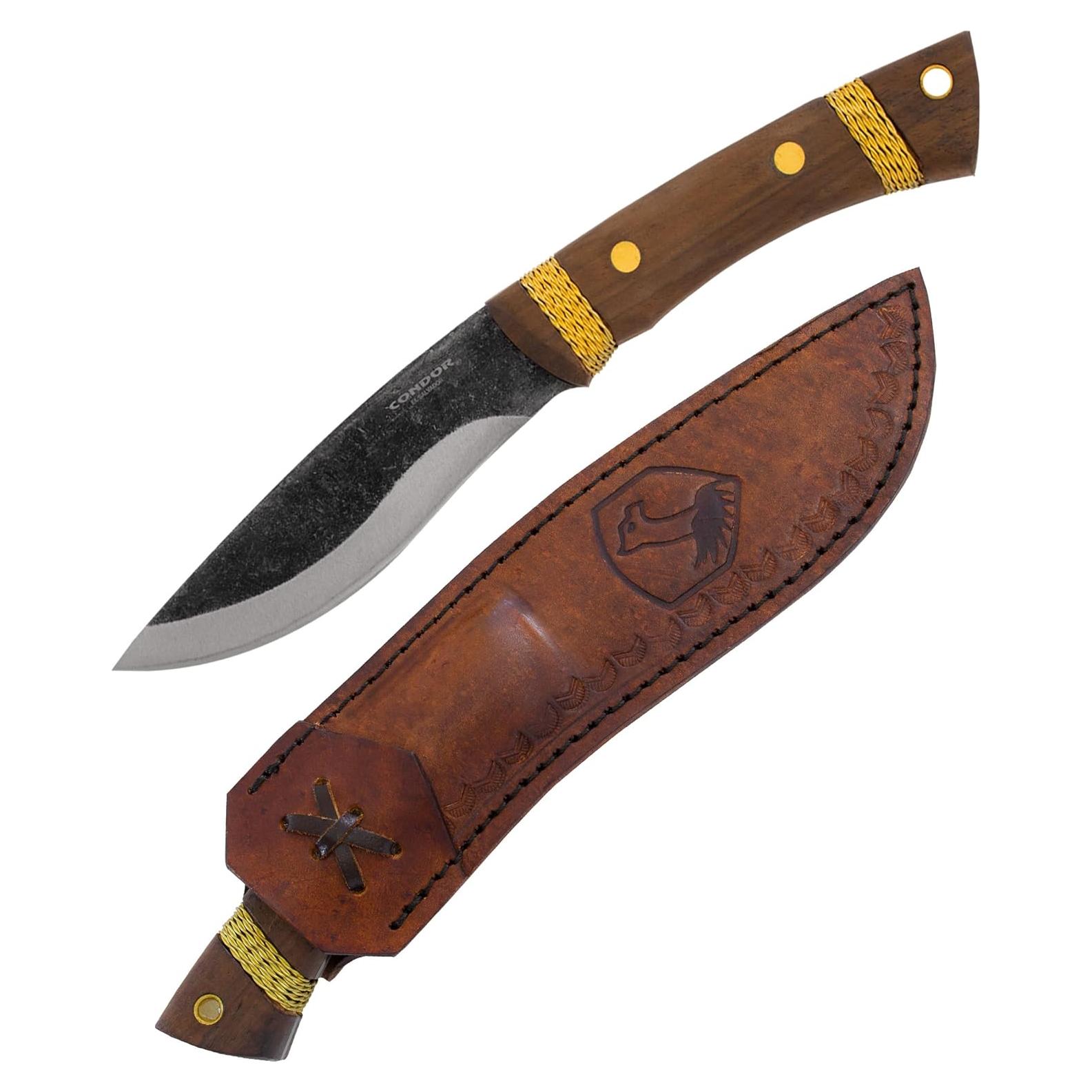Cuchillo de Bushcraft Condor Huron Grande - Acero 1095 - Mango de Nogal