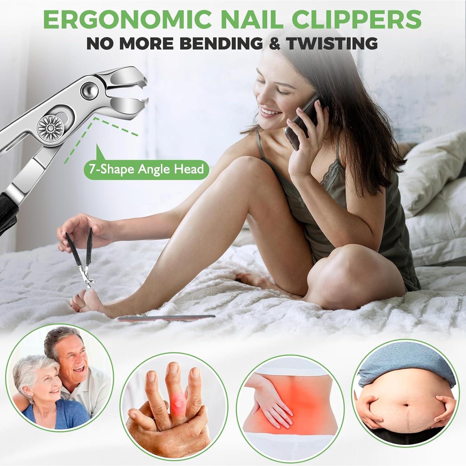 Juego de Cortauñas Grande HANDWENG 6 en 1 para Uñas Gruesas