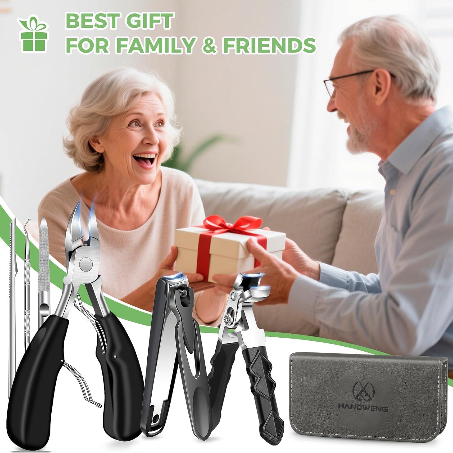 Juego de Cortauñas Grande HANDWENG 6 en 1 para Uñas Gruesas