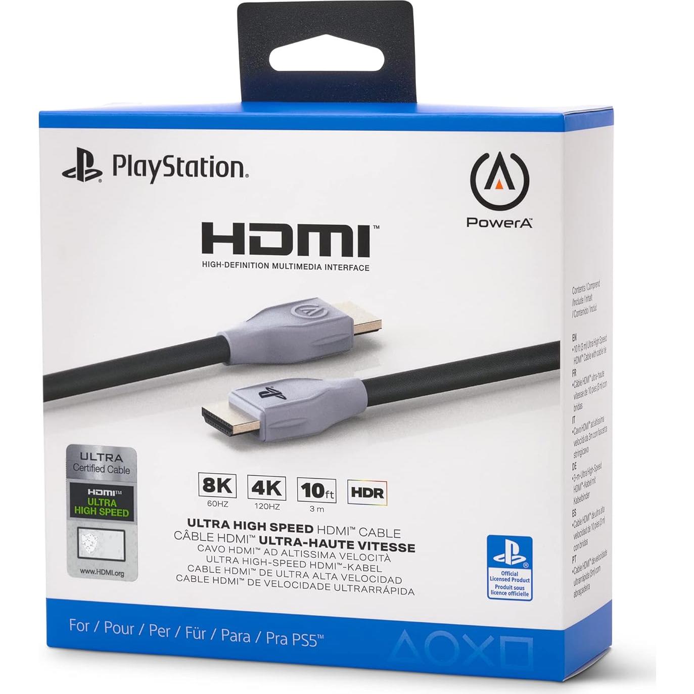 Cable HDMI Ultra Alta Velocidad PowerA 3m para PS5 4K 120Hz