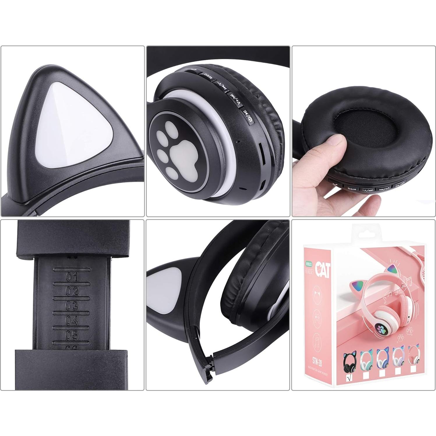 Auriculares Bluetooth 6.0 TCJJ Gato LED 85dB Plegables 331g