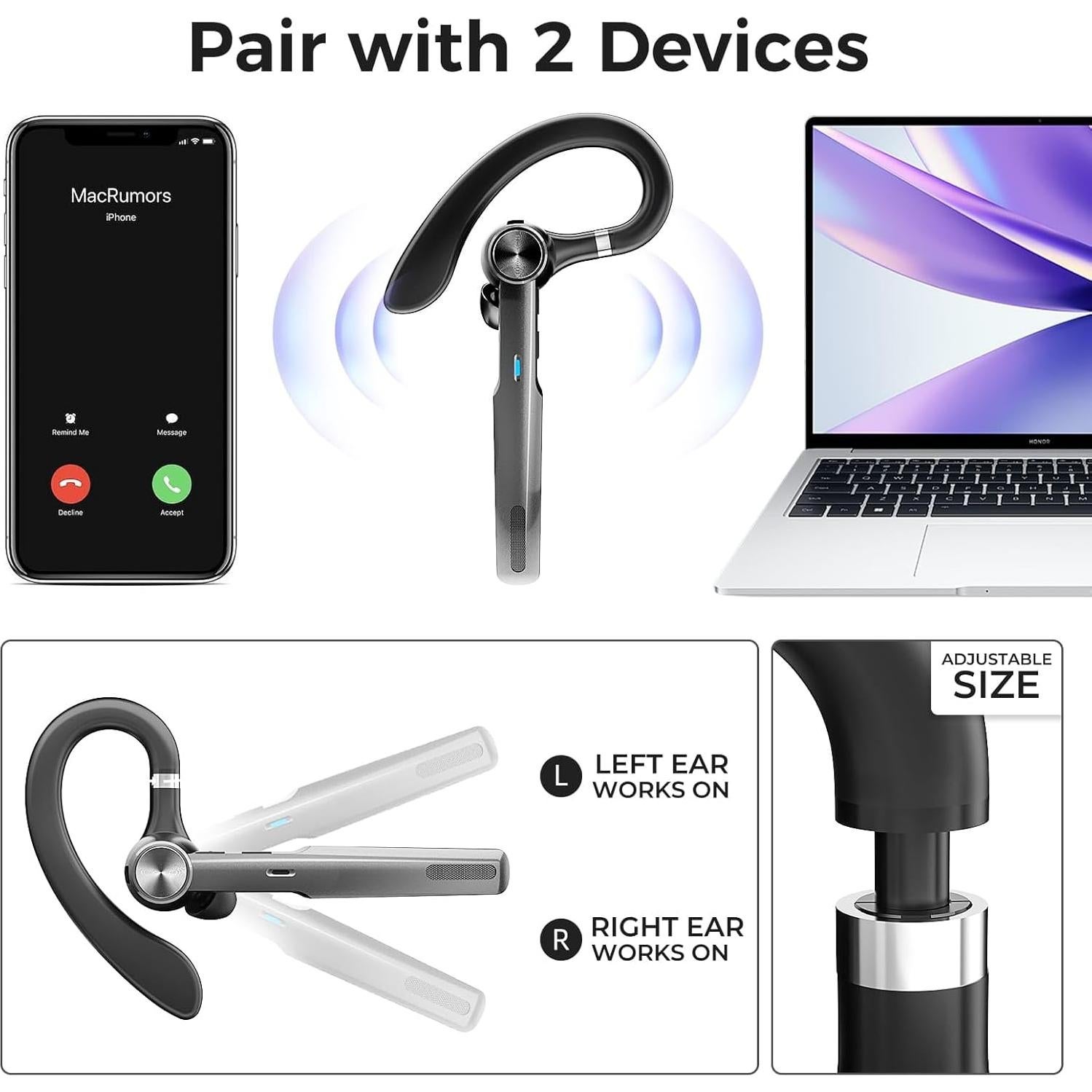 Auricular Bluetooth Inalámbrico Herloreen G3 con Estuche de Carga