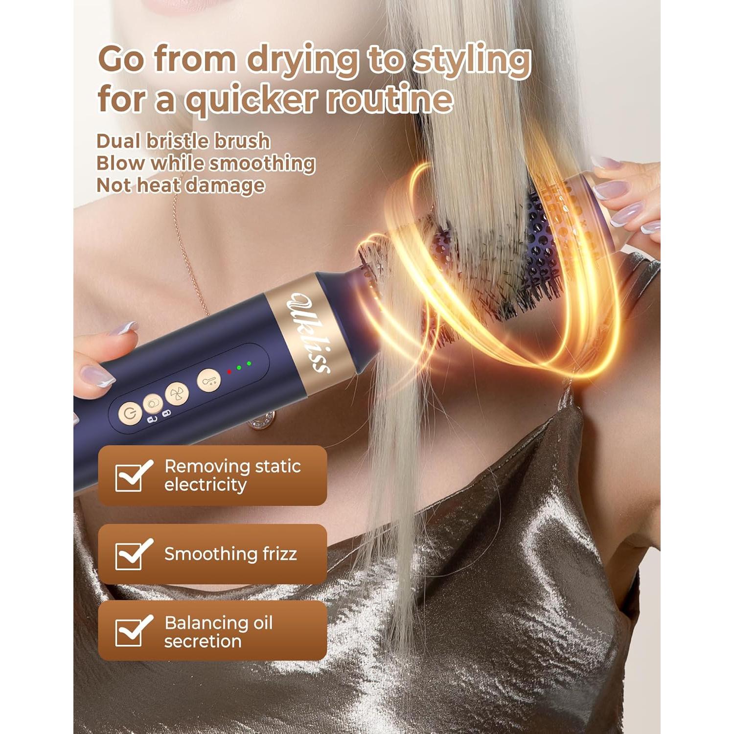 Cepillo Secador de Cabello UKLISS 7 en 1 110000 RPM Azul Dorado