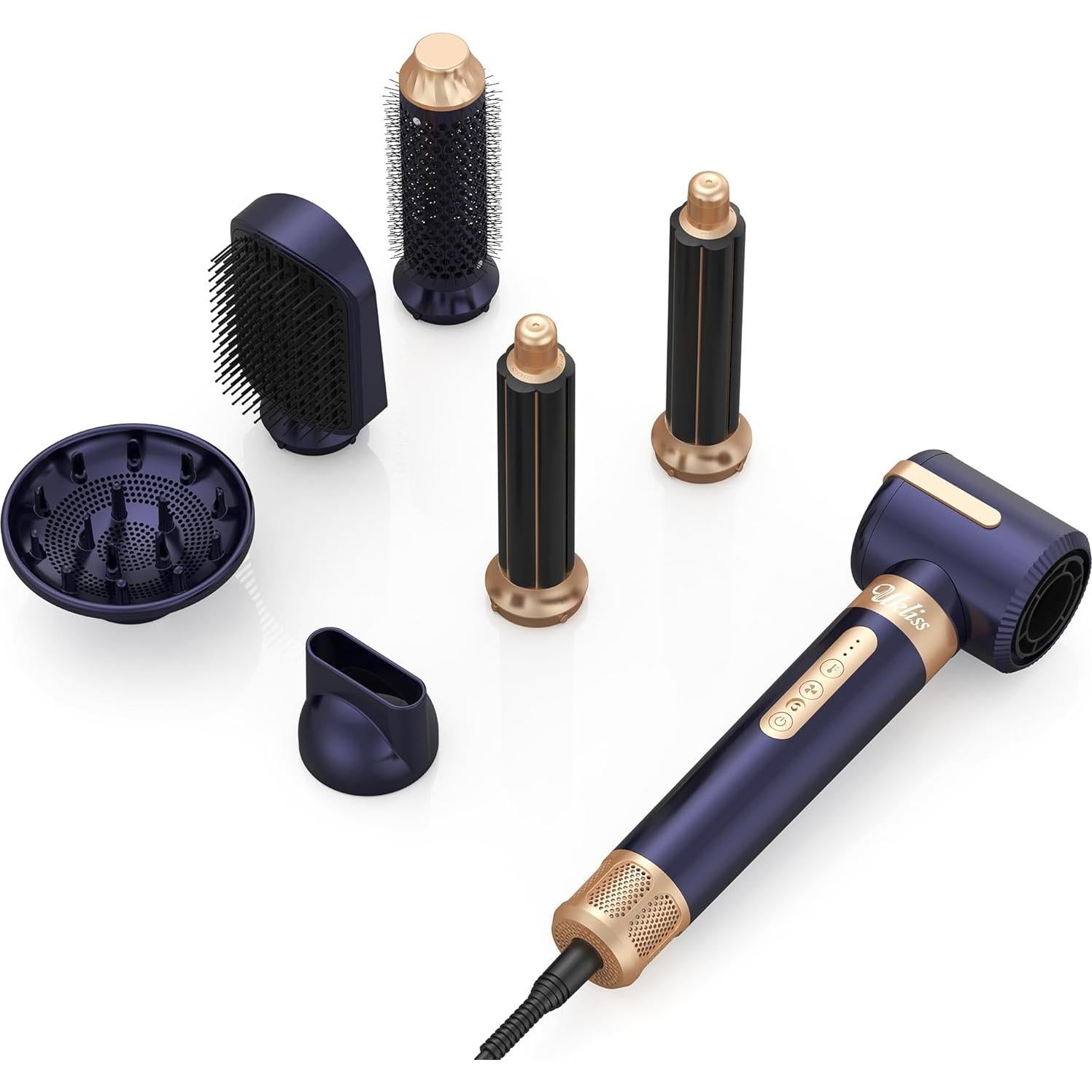 Cepillo Secador de Cabello UKLISS 7 en 1 110000 RPM Azul Dorado