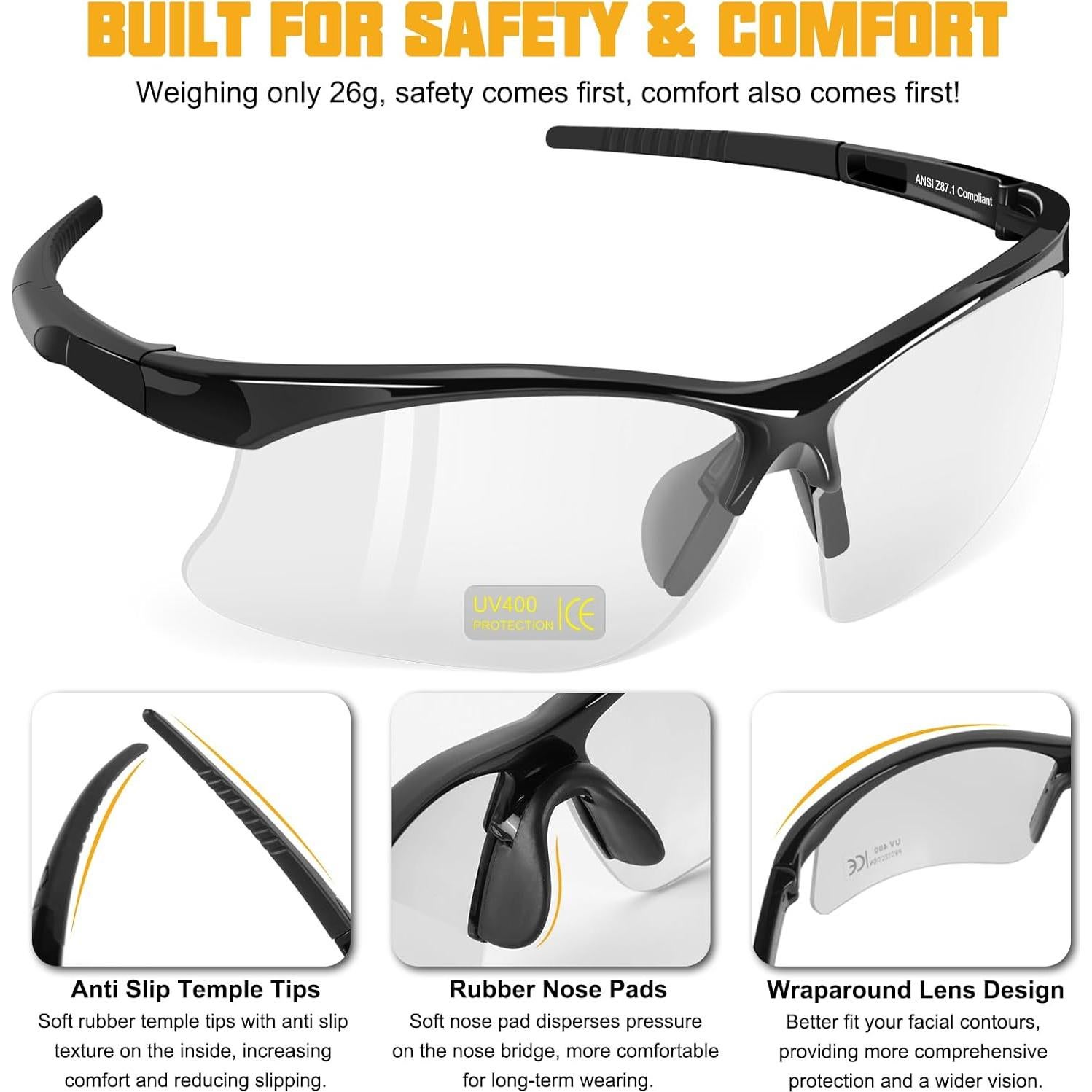 Gafas de Seguridad OXG Unisex ANSI Z87.1 Anti-vaho UV