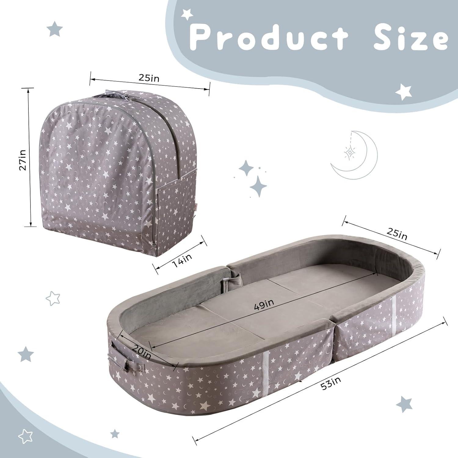 Cama de viaje portátil BYBYME - Cuna plegable impermeable 134.6x63.5 cm