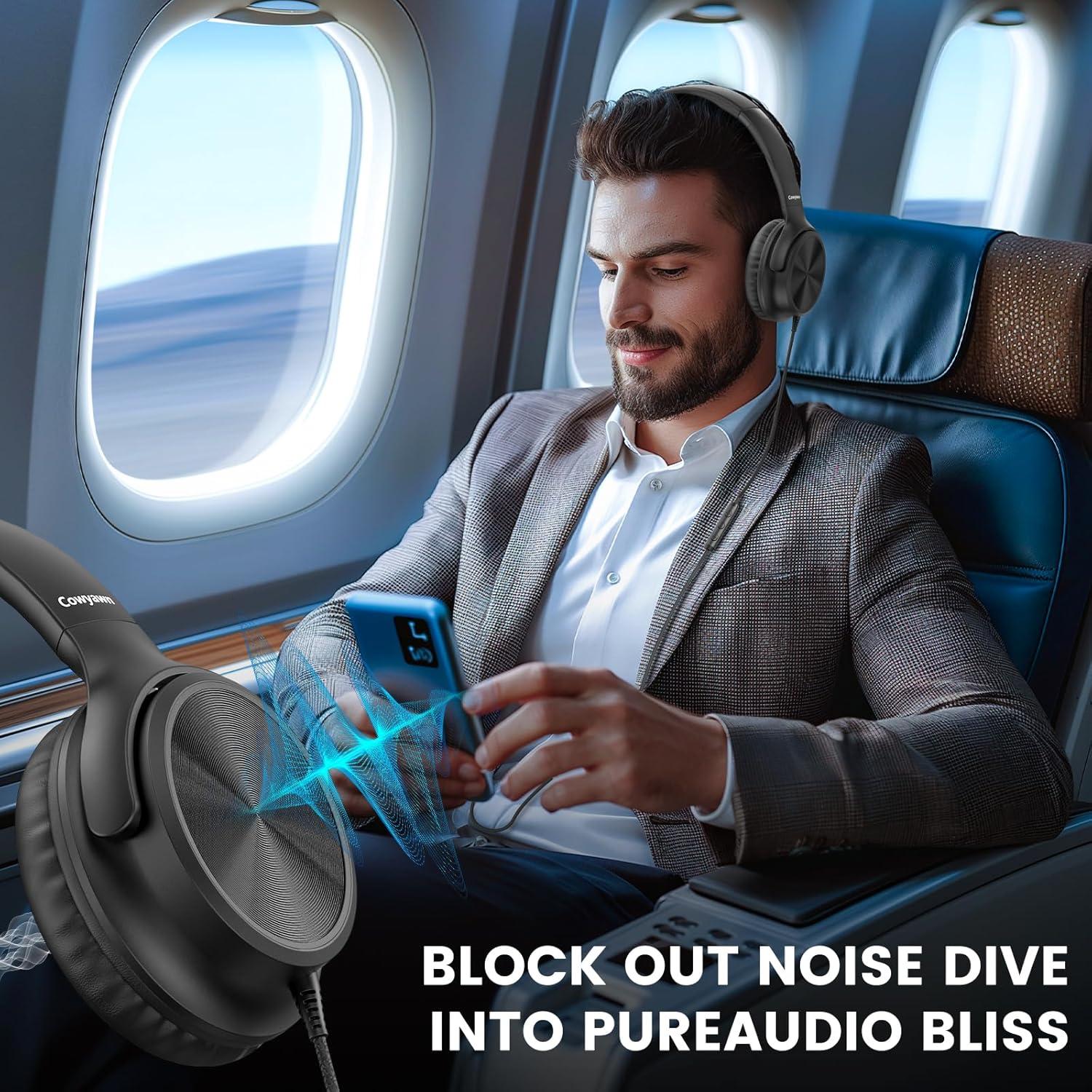 Auriculares Cowyawn Over Ear con Cable 3.5mm, Sonido Estéreo HD