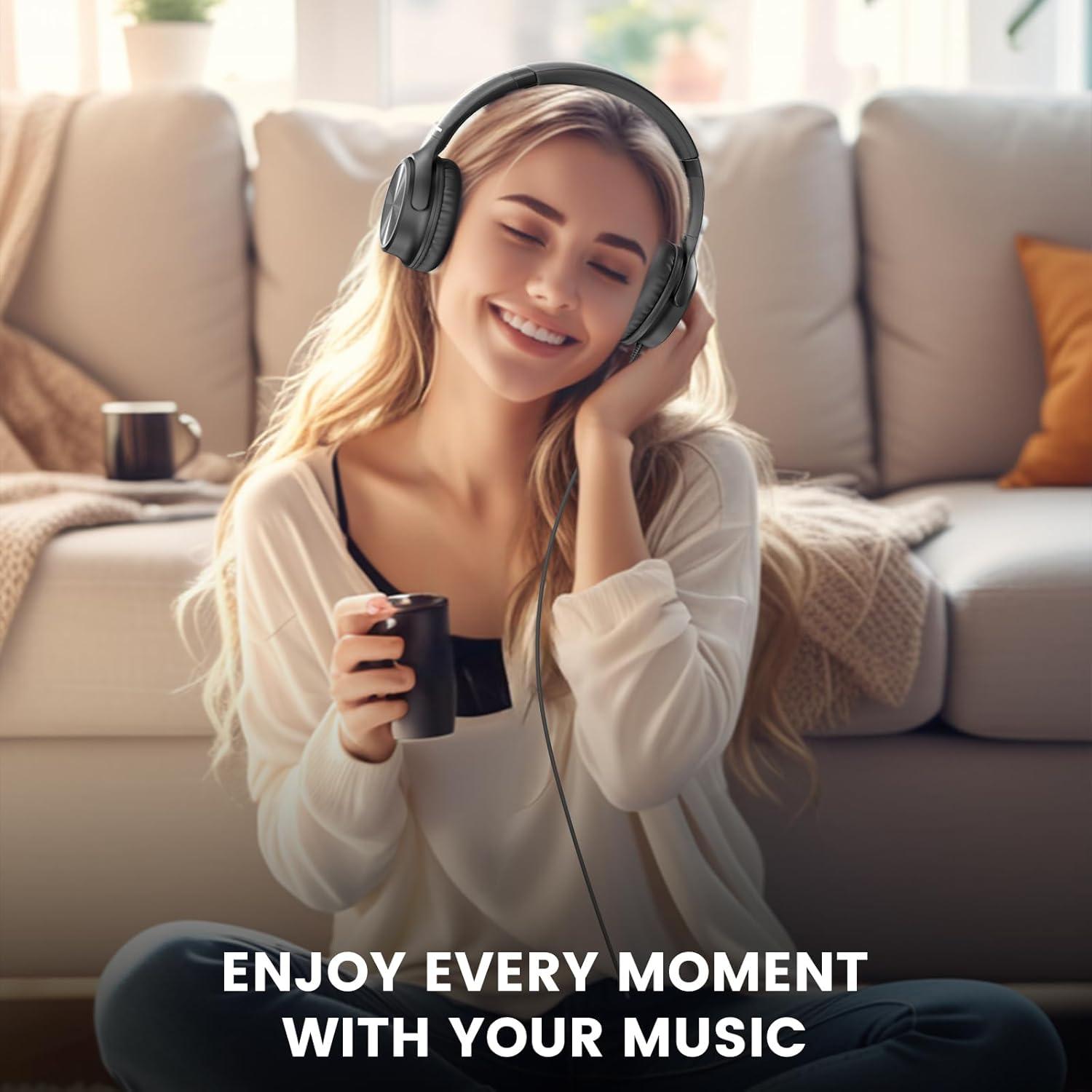 Auriculares Cowyawn Over Ear con Cable 3.5mm, Sonido Estéreo HD