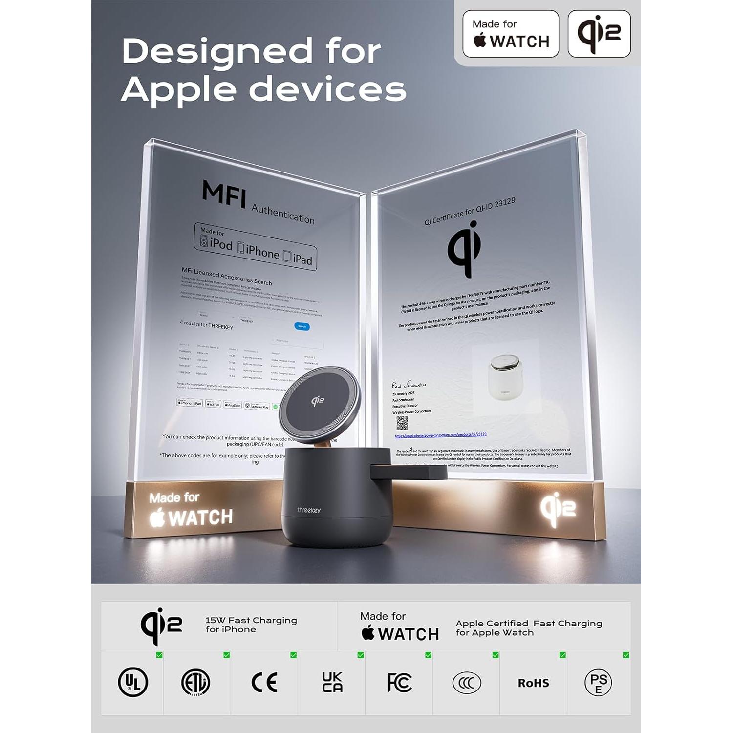 Cargador Inalámbrico 3 en 1 Magsafe TK-CW303 15W Negro