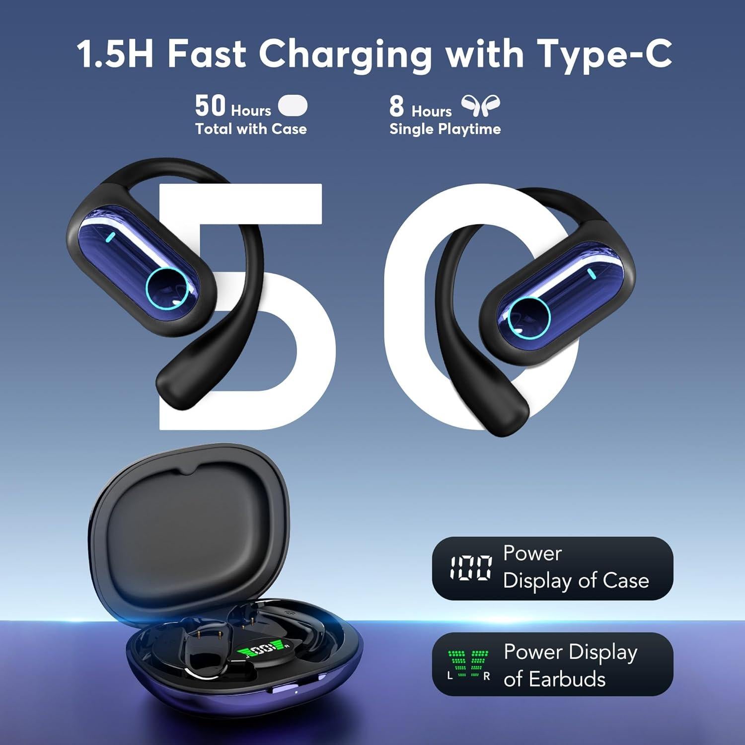 Auriculares de Traducción AI MOZC 4-en-1 Bluetooth 5.4 Azul