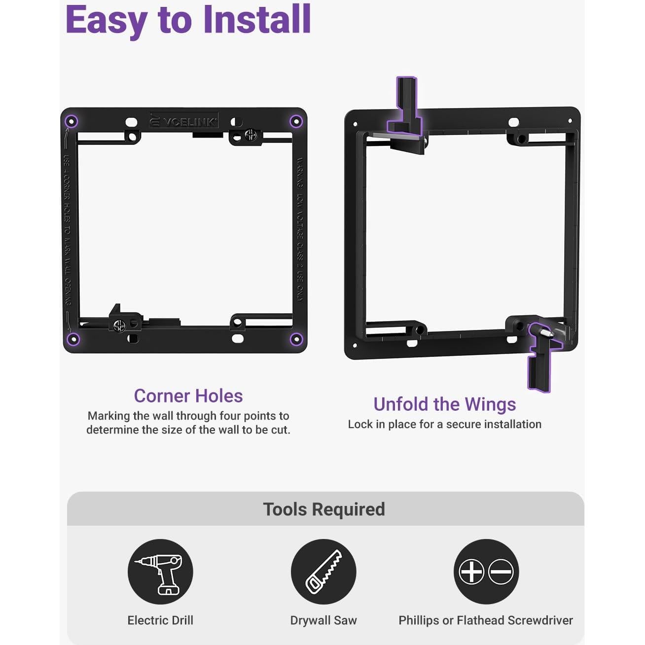 Placa de Pared VCELINK 2 Gang Brush Negro para Cables