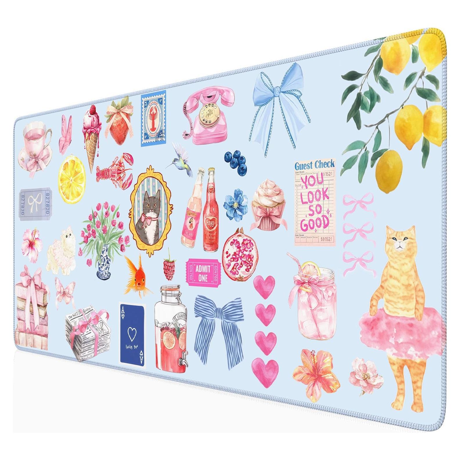 Alfombrilla de escritorio Nasdalgias XXL gato kawaii retro 80x40cm