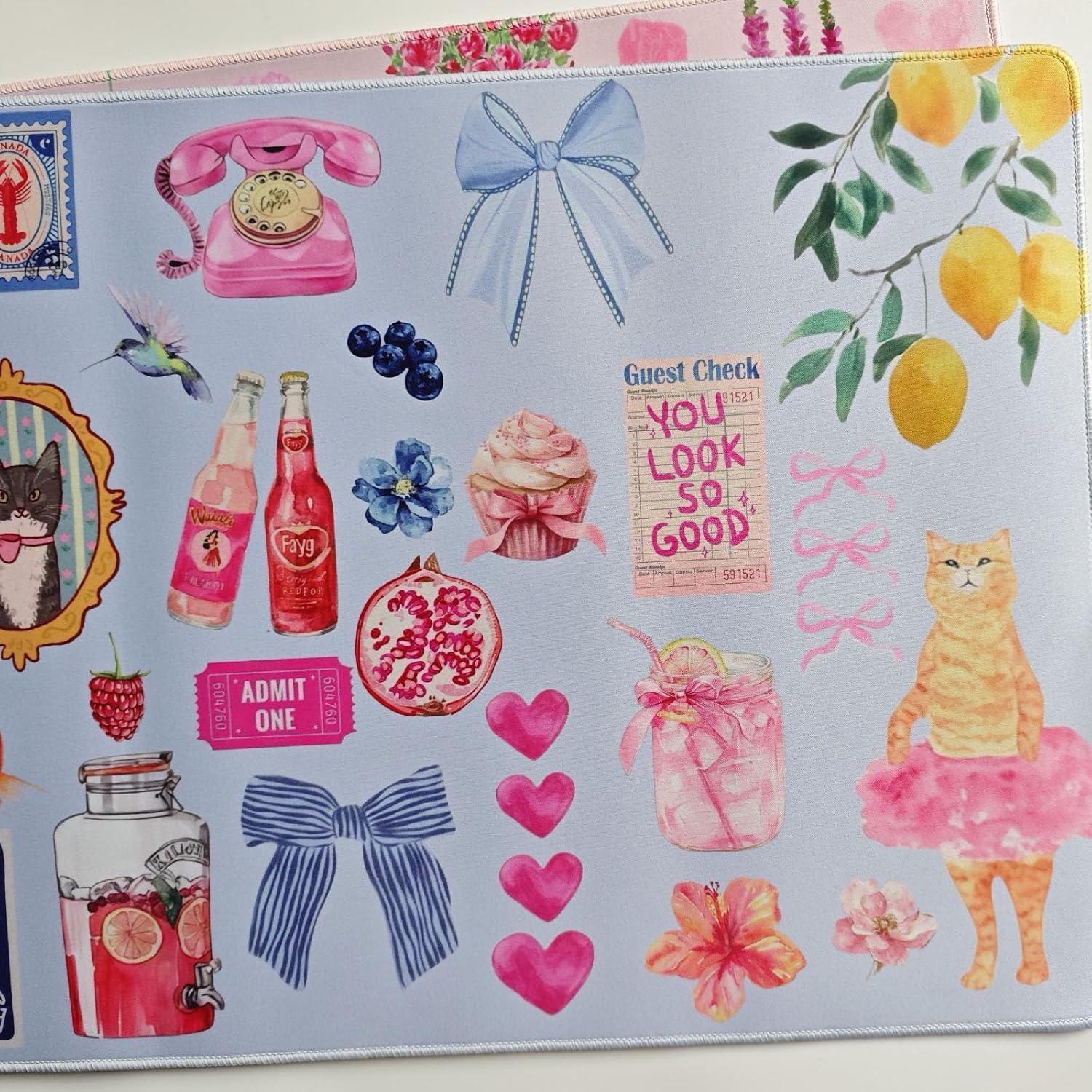 Alfombrilla de escritorio Nasdalgias XXL gato kawaii retro 80x40cm