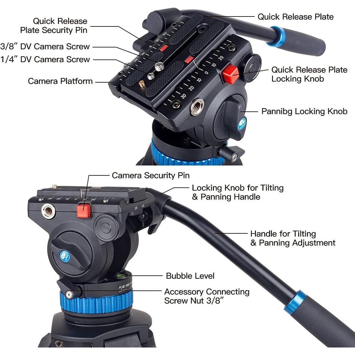 Trípode de Video SIRUI SH-15 Aluminio 154.94 cm 9.98 kg