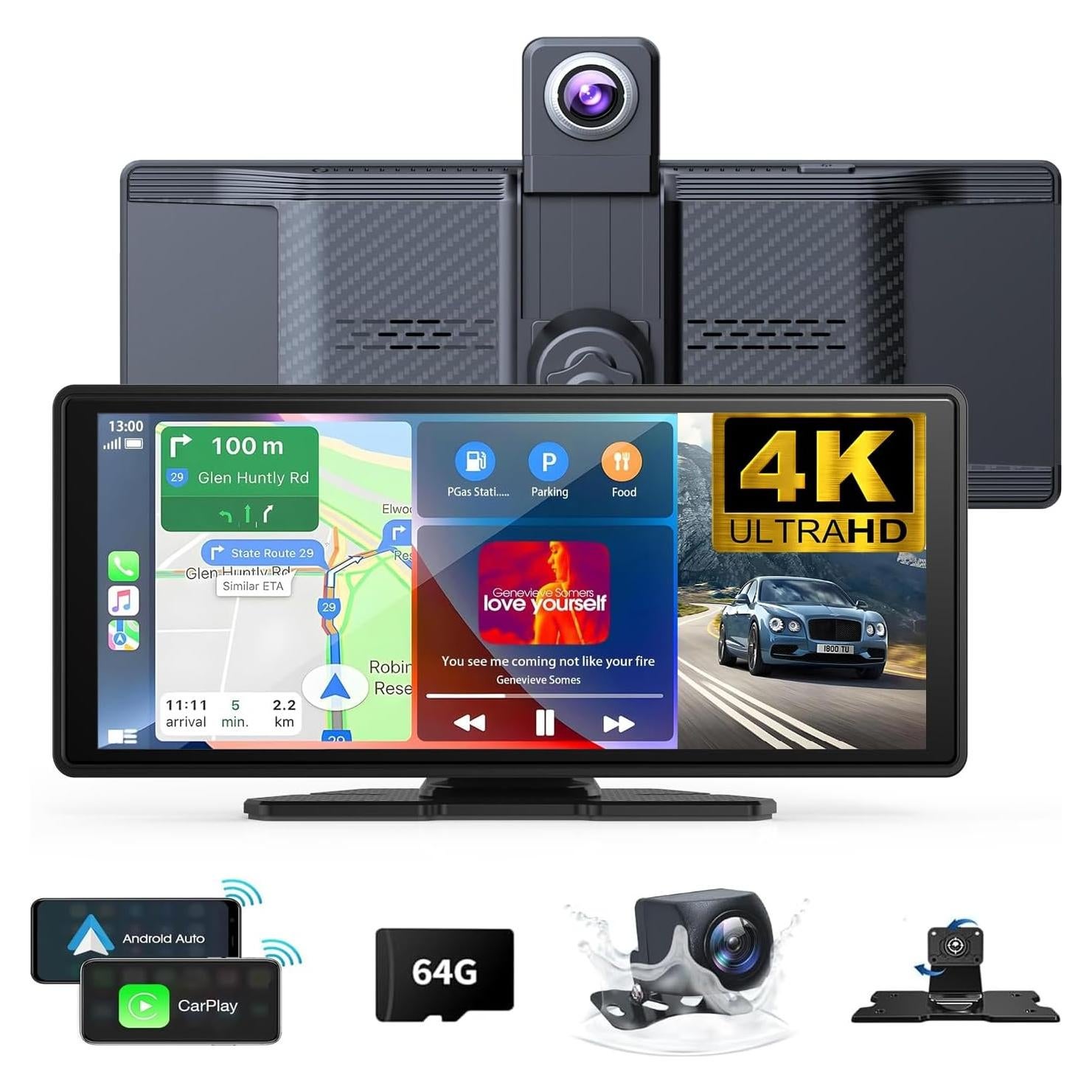 Pantalla Carplay Inalámbrica Antika 10.26" 4K con Cámara 1080p