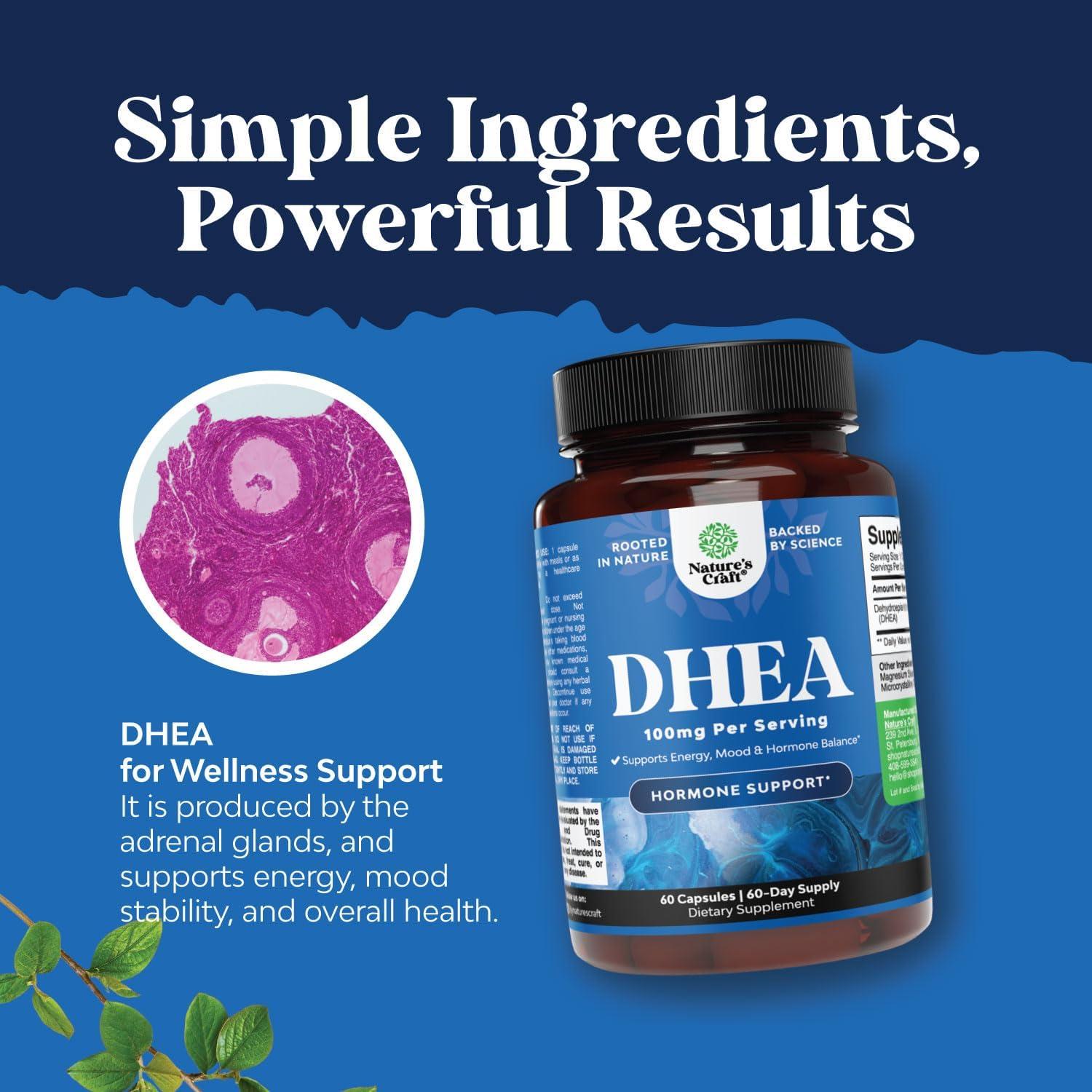 Suplemento DHEA 100mg Natures Craft - Equilibrio Hormonal 60 Cápsulas