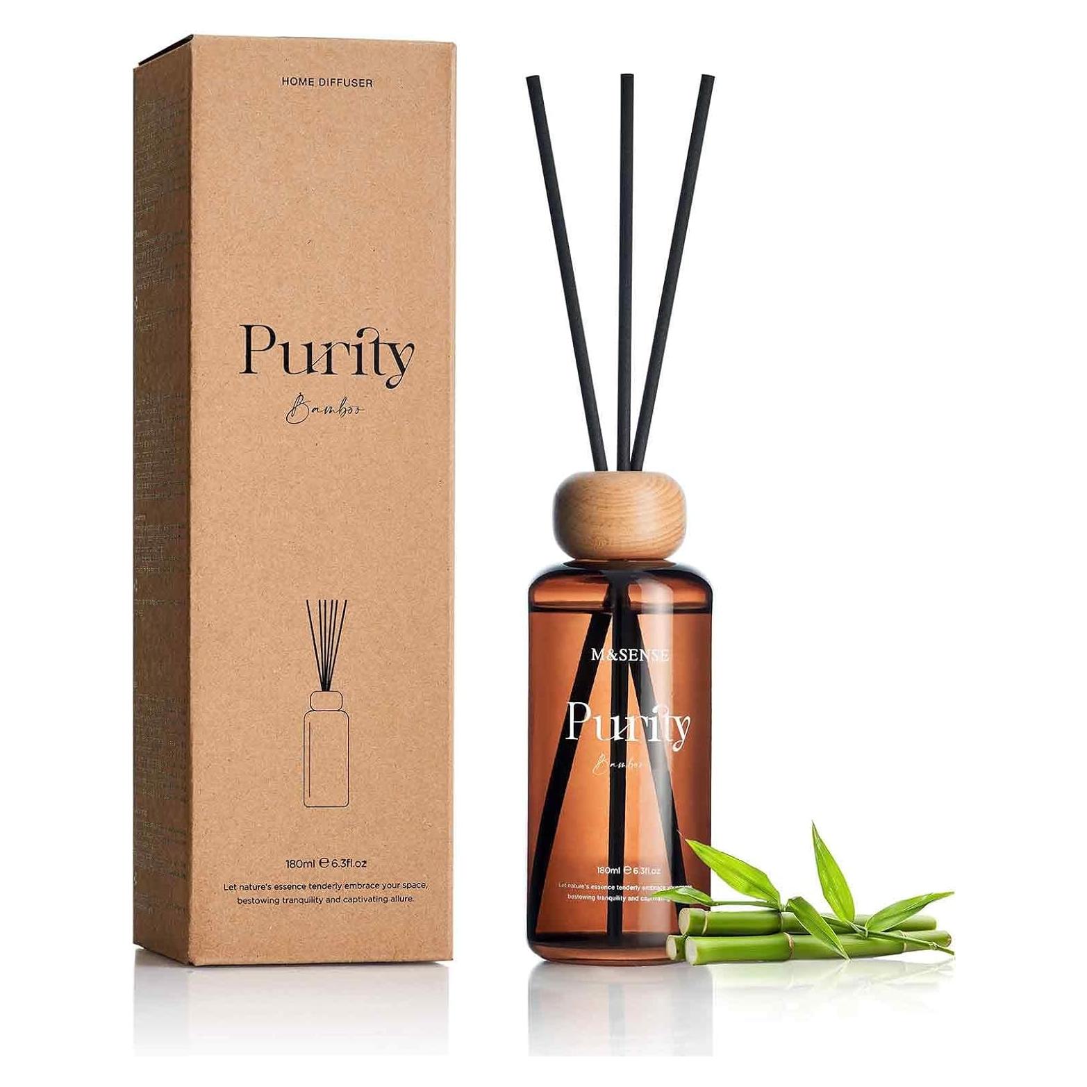 Difusor de caña M&SENSE 180 ml de vidrio ámbar con varillas