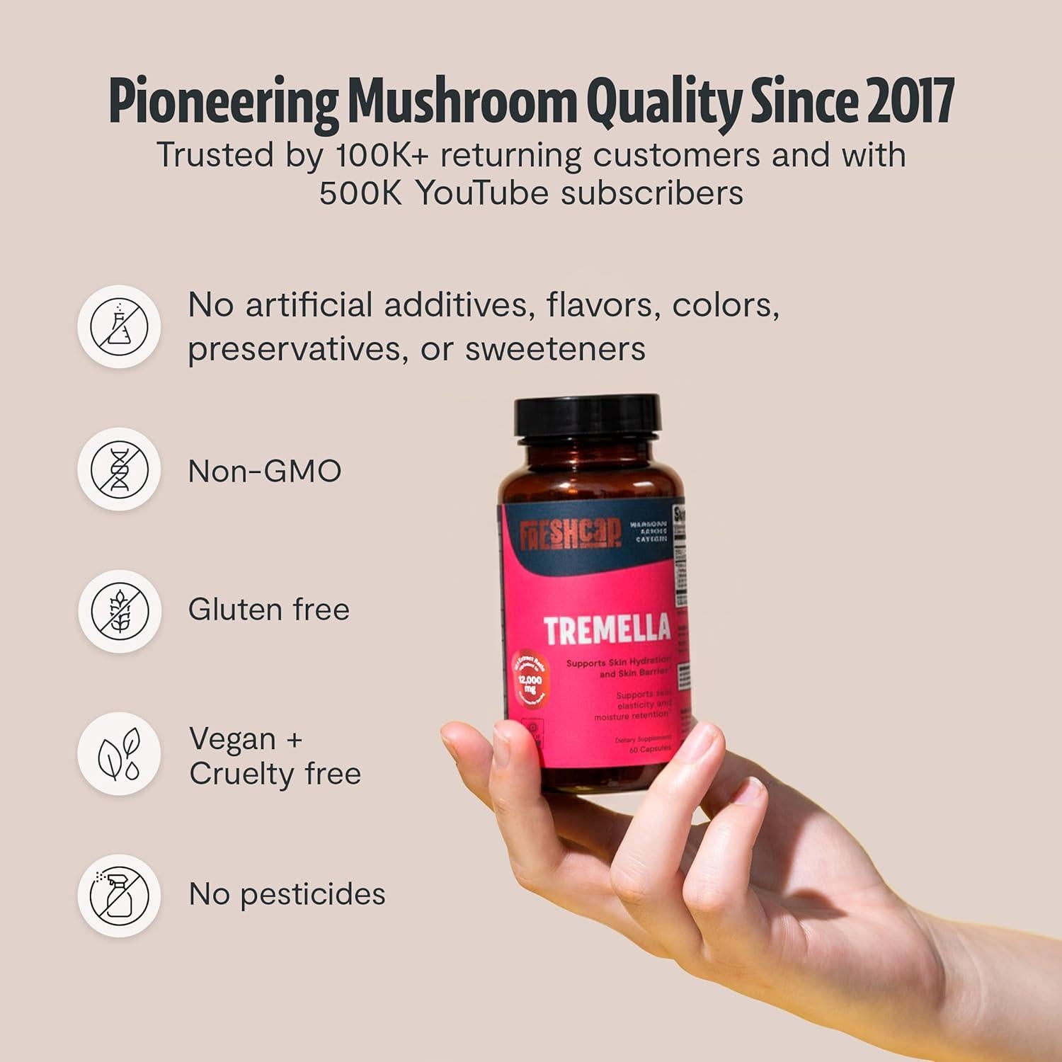 Cápsulas de Hongo Tremella FreshCap 60 Unidades - Hidratación y Belleza