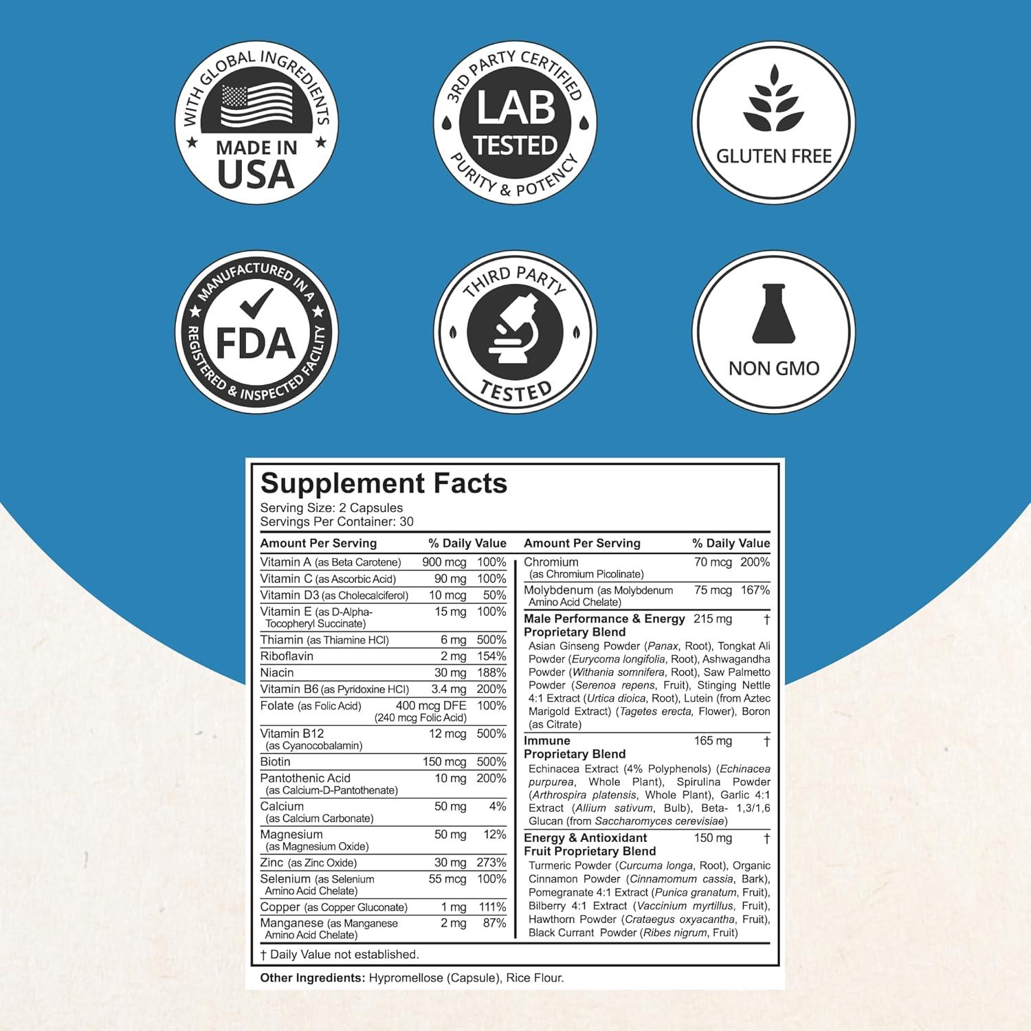 Multivitamina para hombres NuBest 60 cápsulas veganas 38 nutrientes