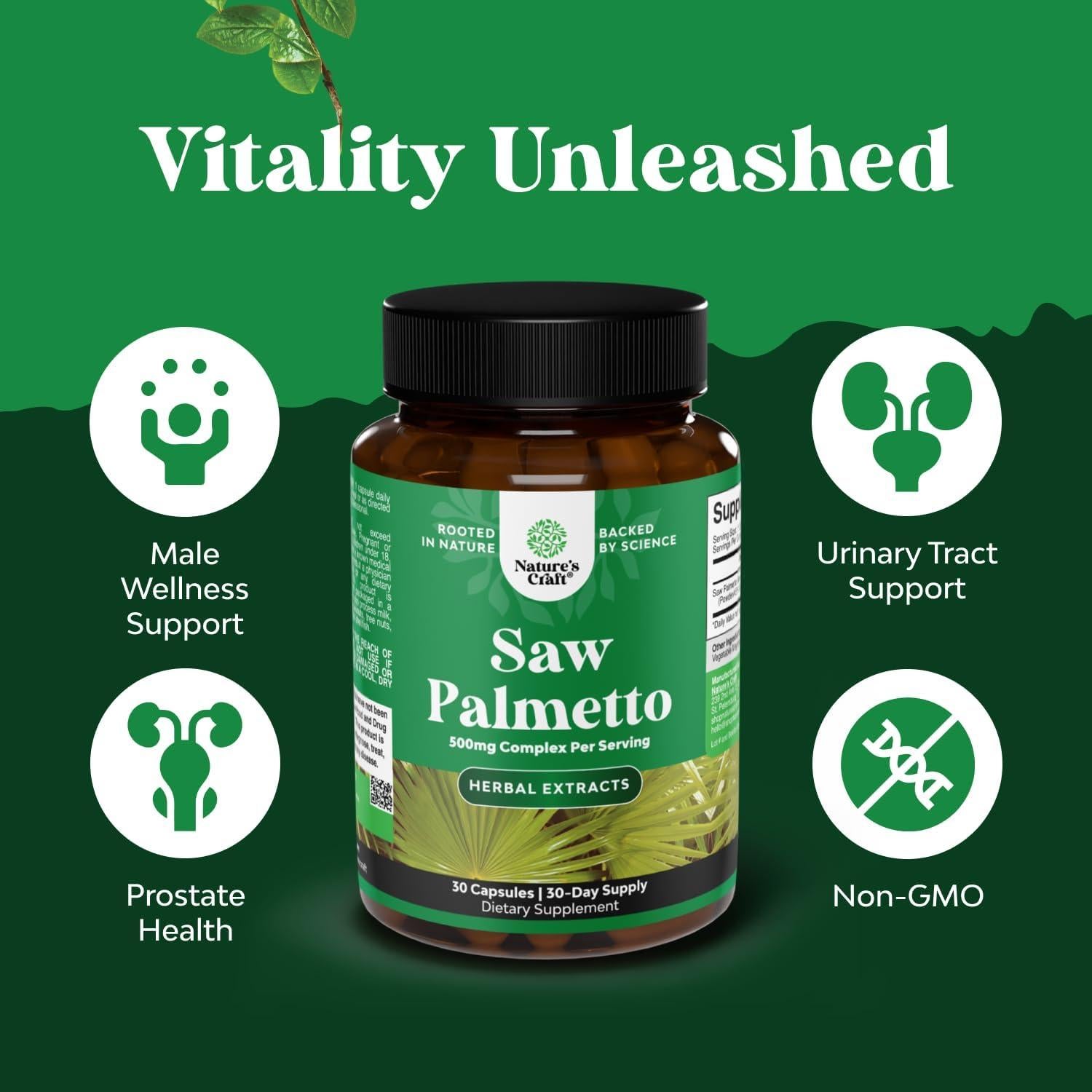 Extracto de Saw Palmetto Nature's Craft 500mg - 30 Cápsulas
