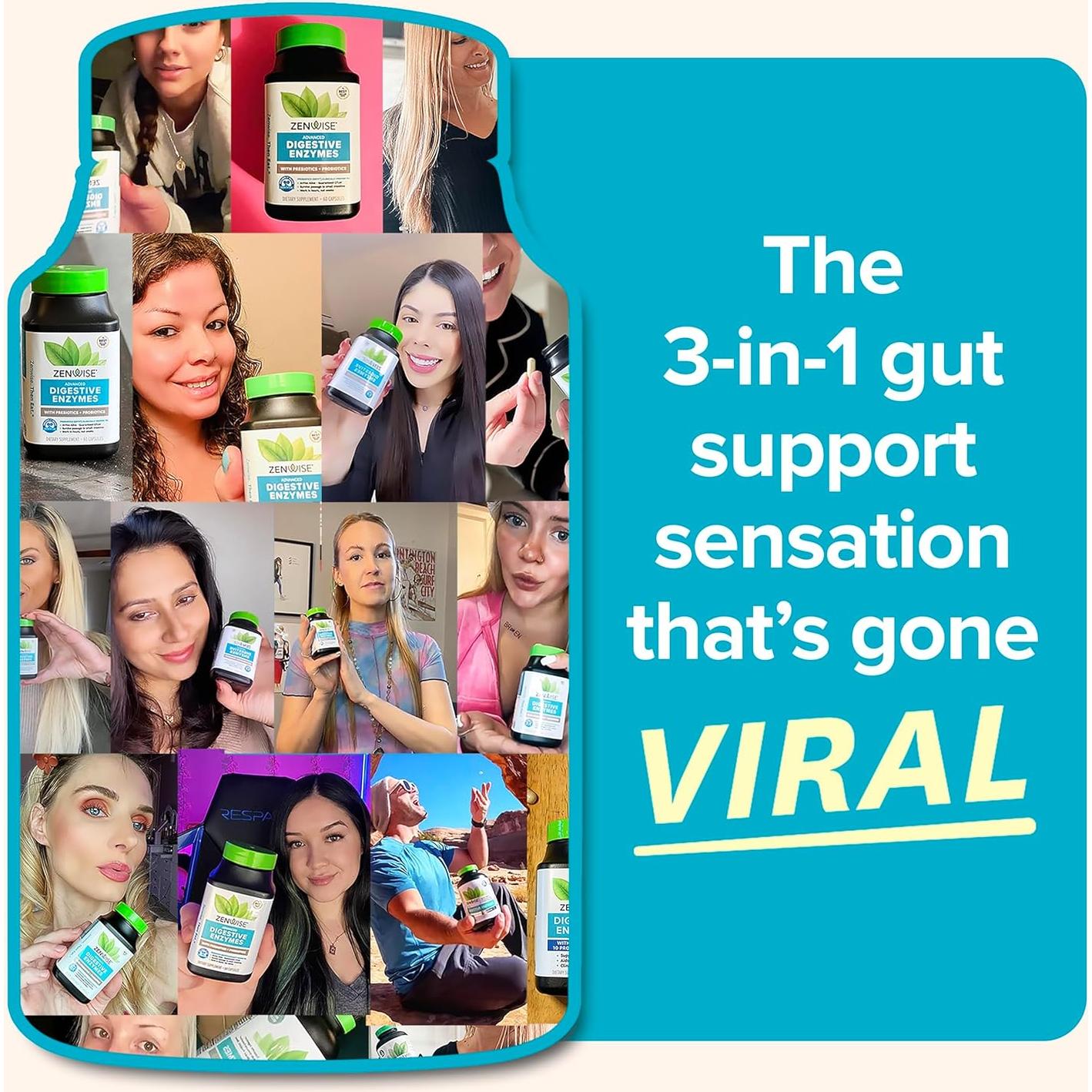 Zenwise Health Enzimas Digestivas 15 Cápsulas - Alivio Rápido