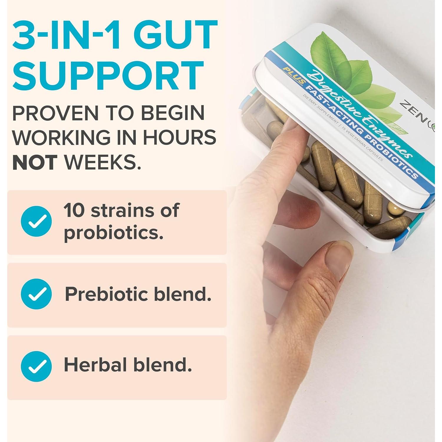 Zenwise Health Enzimas Digestivas 15 Cápsulas - Alivio Rápido