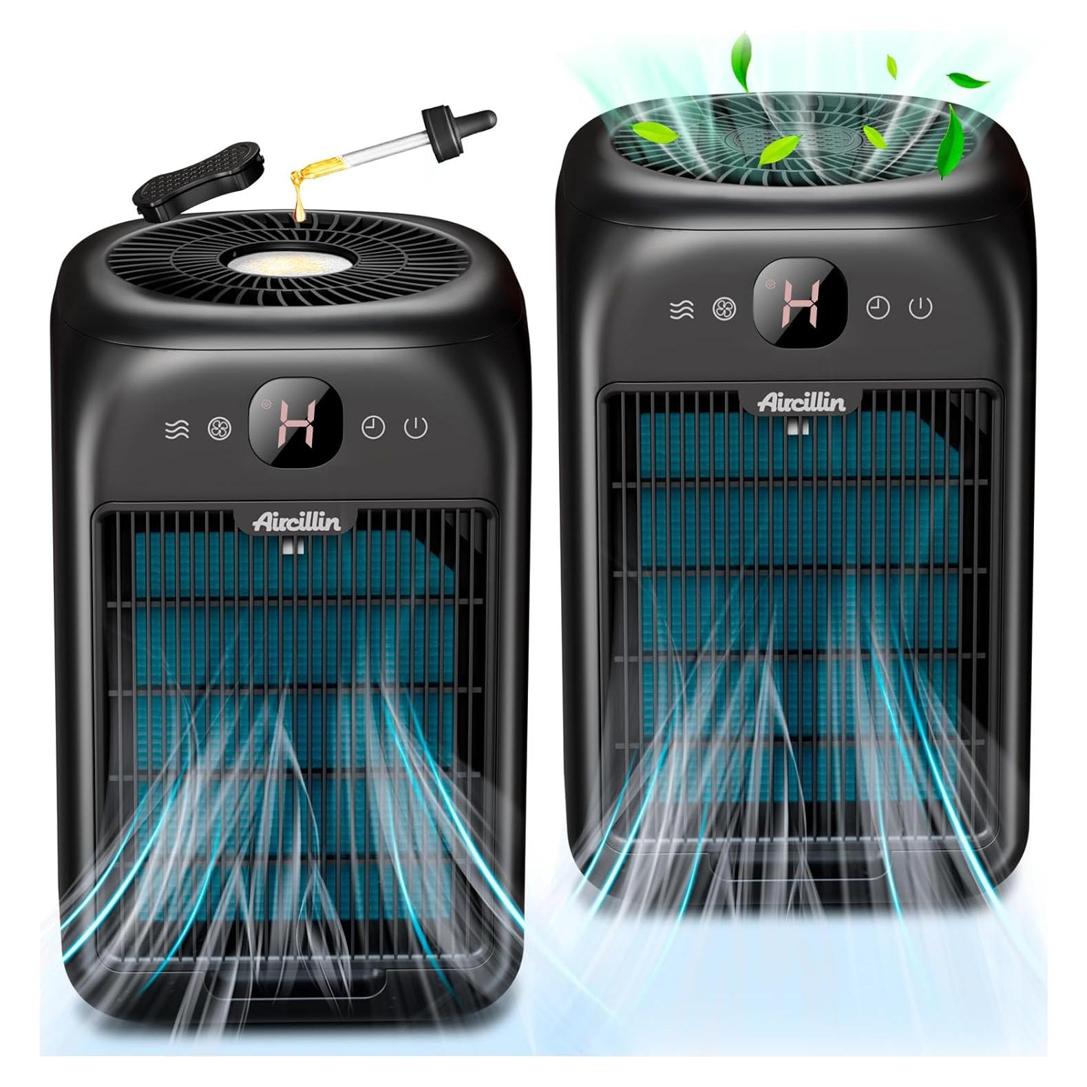 Paquete de 2 Purificadores de Aire HEPA Aircillin AP1501 Negro